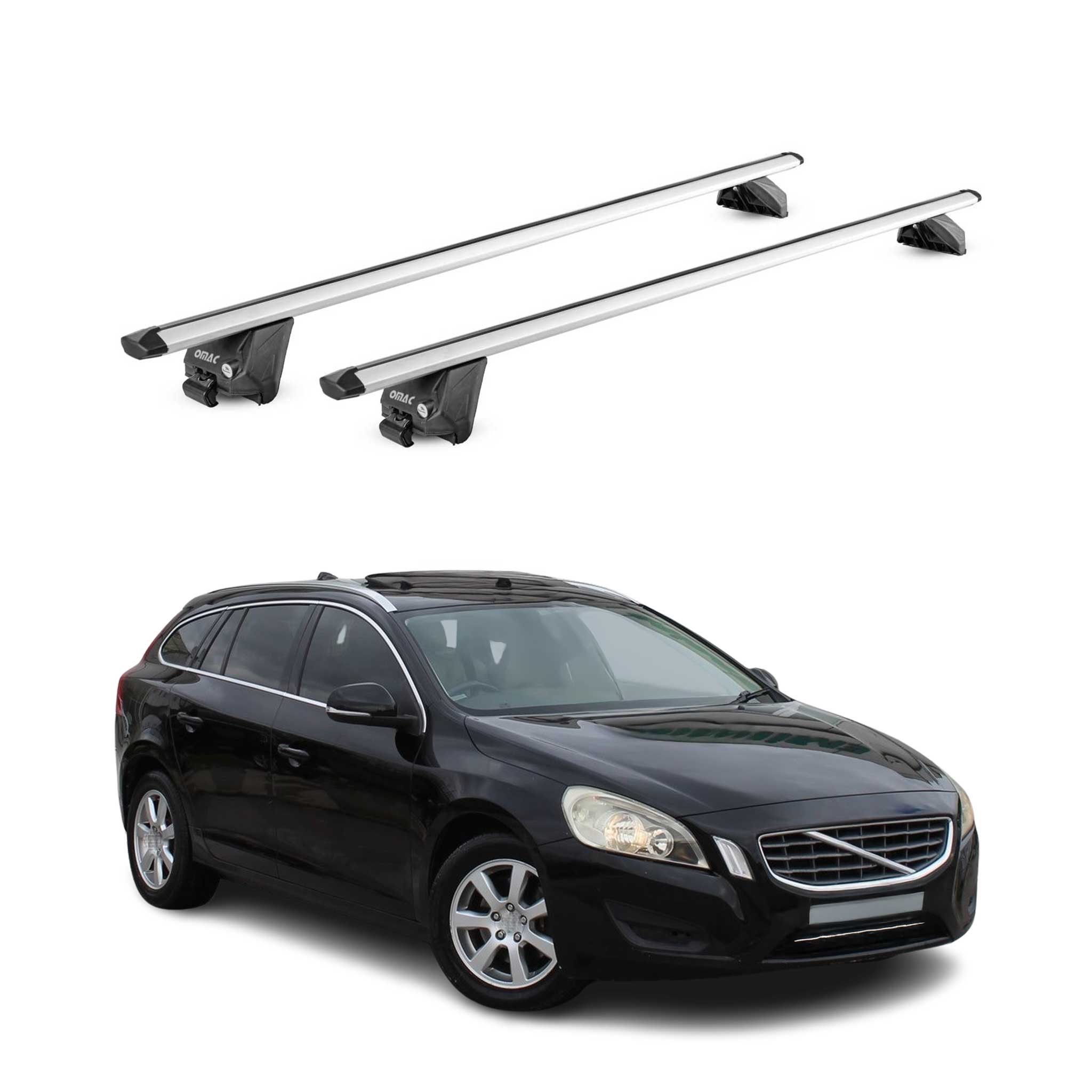 2015-2018 Volvo V60 Cross Country Roof Rack Cross Bars Silver