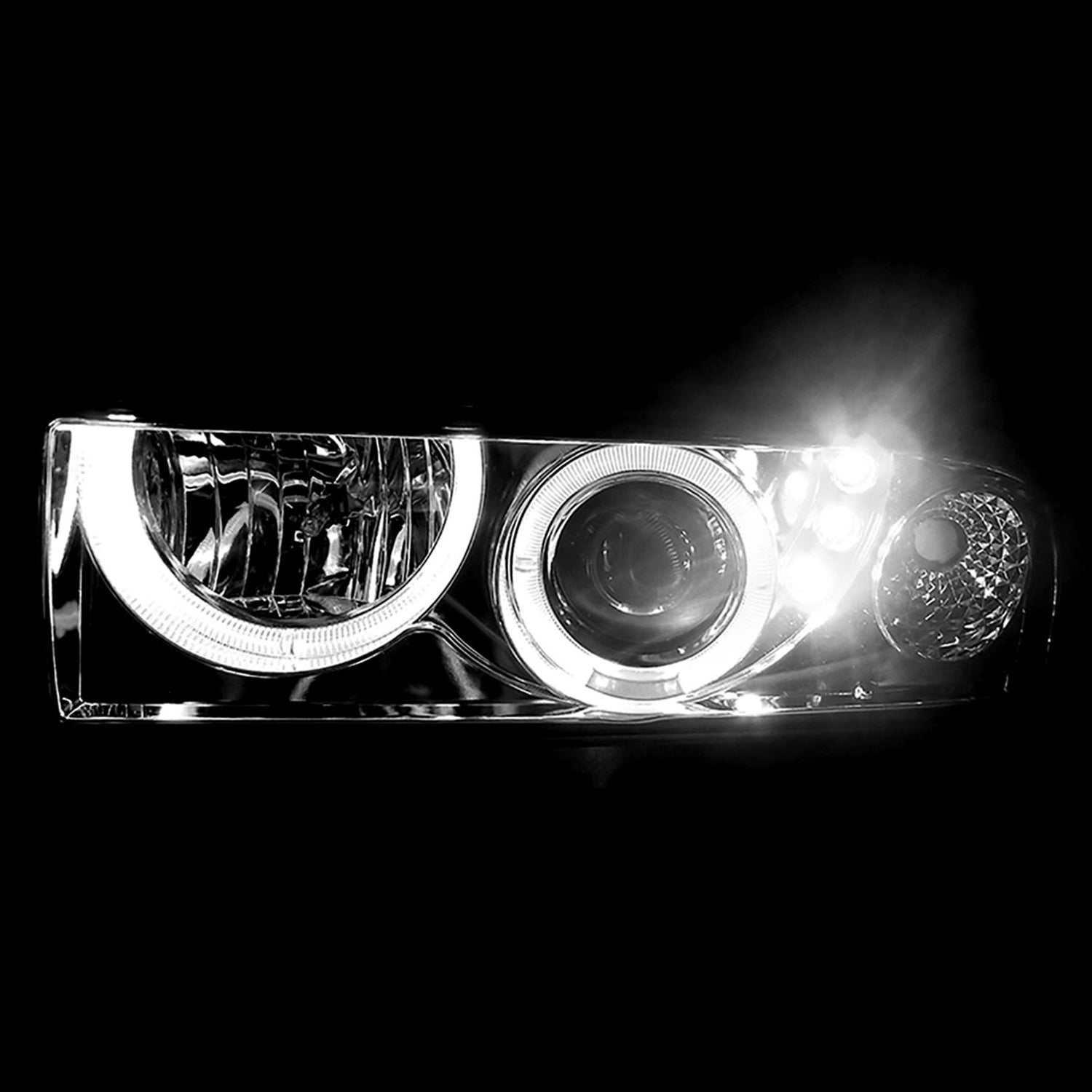 1998-2004 Chevy S10 Dual Halo Projector Headlights Chrome Housing/Clear Lens
