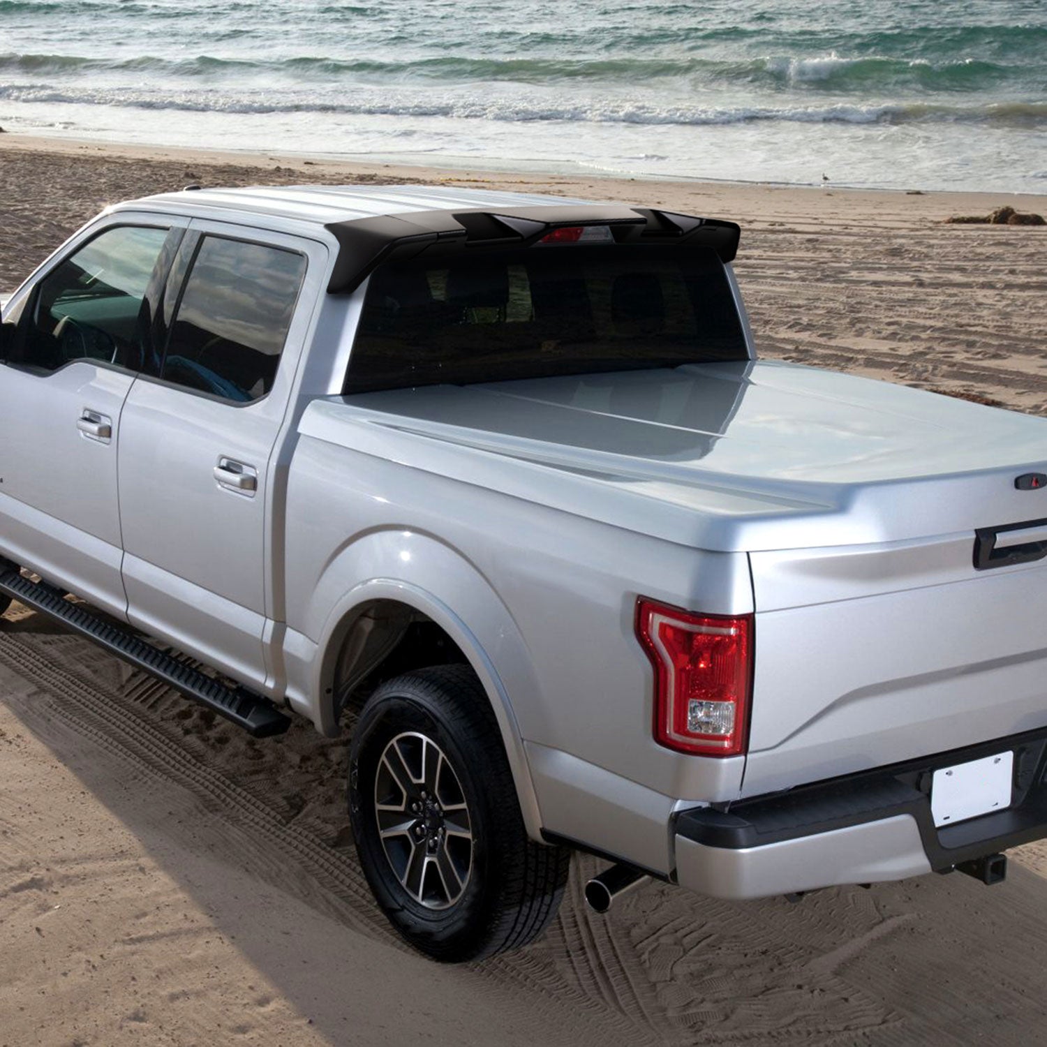 2009-2014 Ford F-150 Matte Black 3PC Rear Roof Spoiler Wing Kit