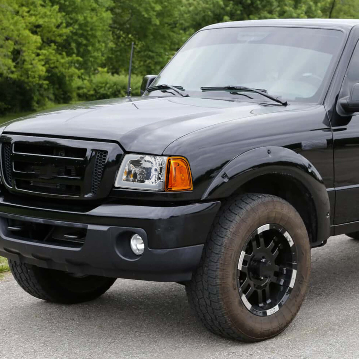 2001-2011 Ford Ranger LED Bar Factory Headlights Amber Corner Lamp Chrome