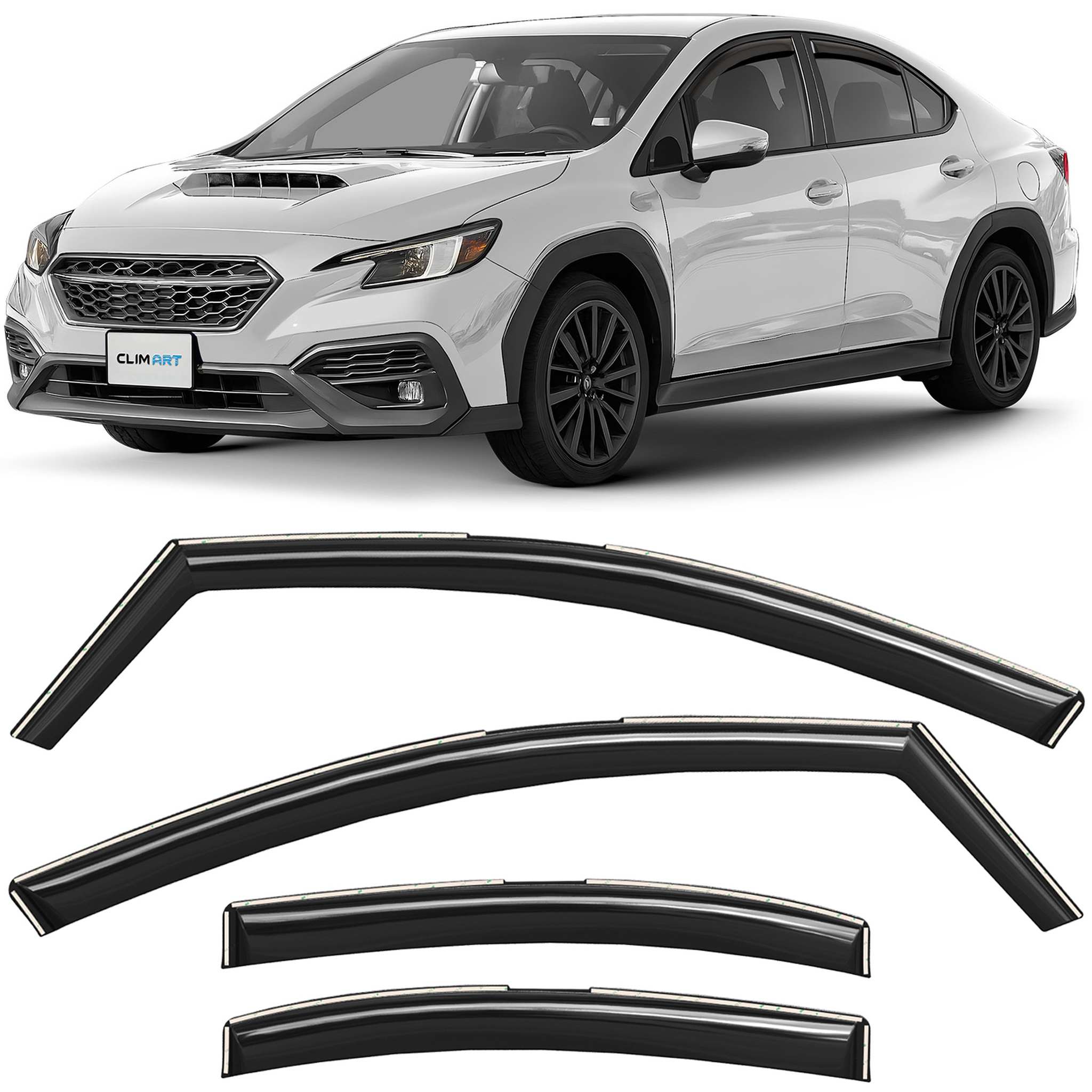 Clim Art Wind Deflectors for Subaru WRX 2022-2026 In-channel Dark Smoke 4Pcs