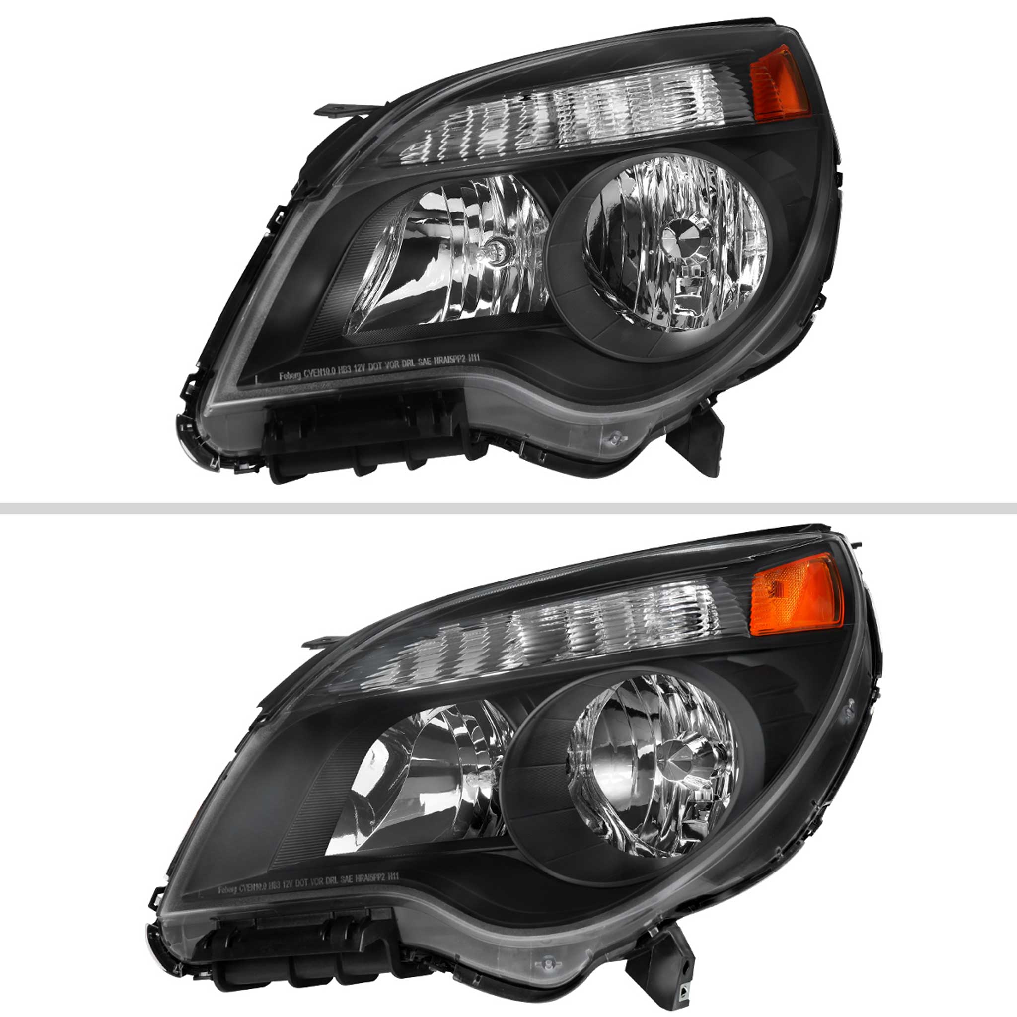 For Chevrolet Equinox 2010-2015 Factory Style Headlights Matte Black Housing Clear Lens