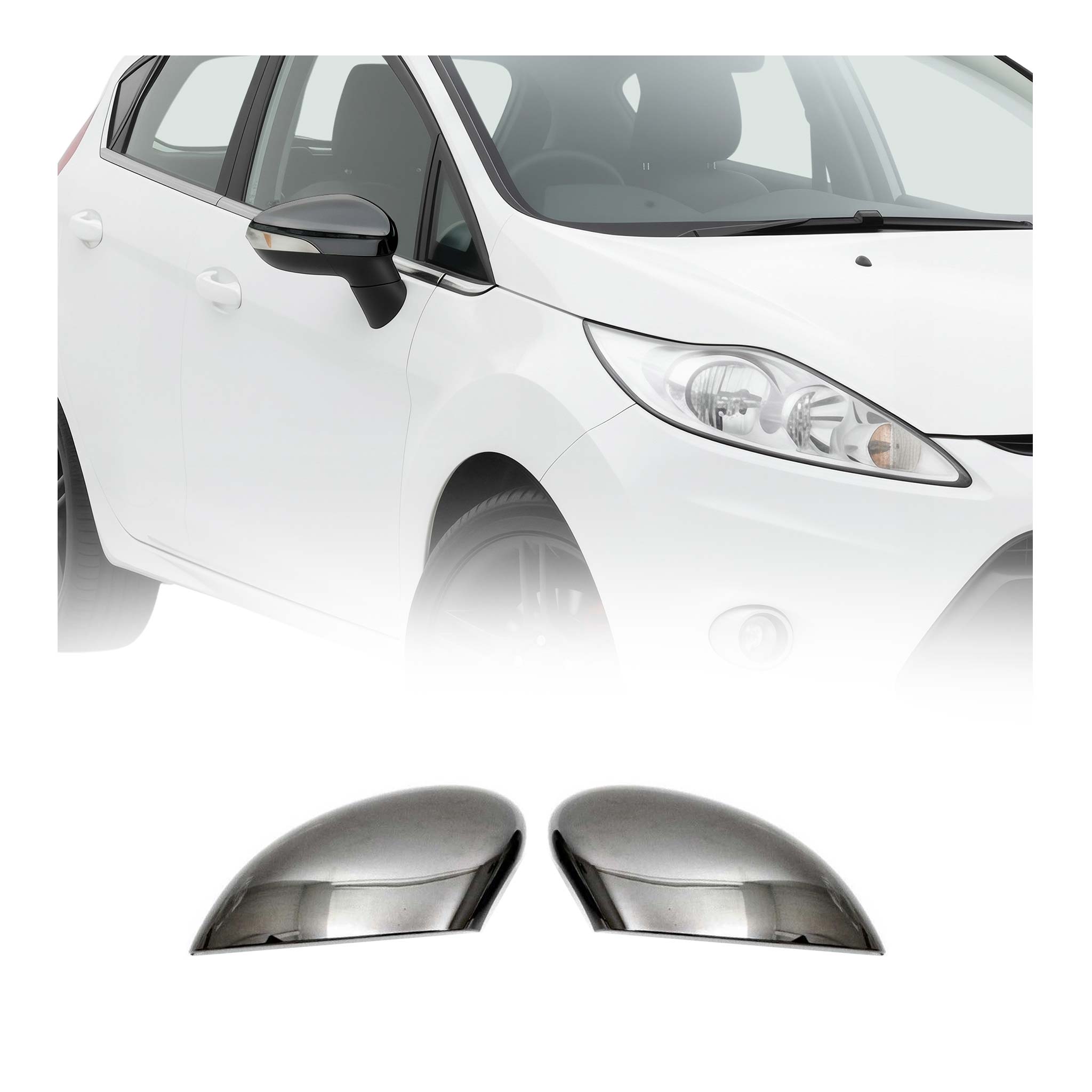 2011-2019 Ford Fiesta / B-Max Side Mirror Cover Caps Dark 2 Pcs