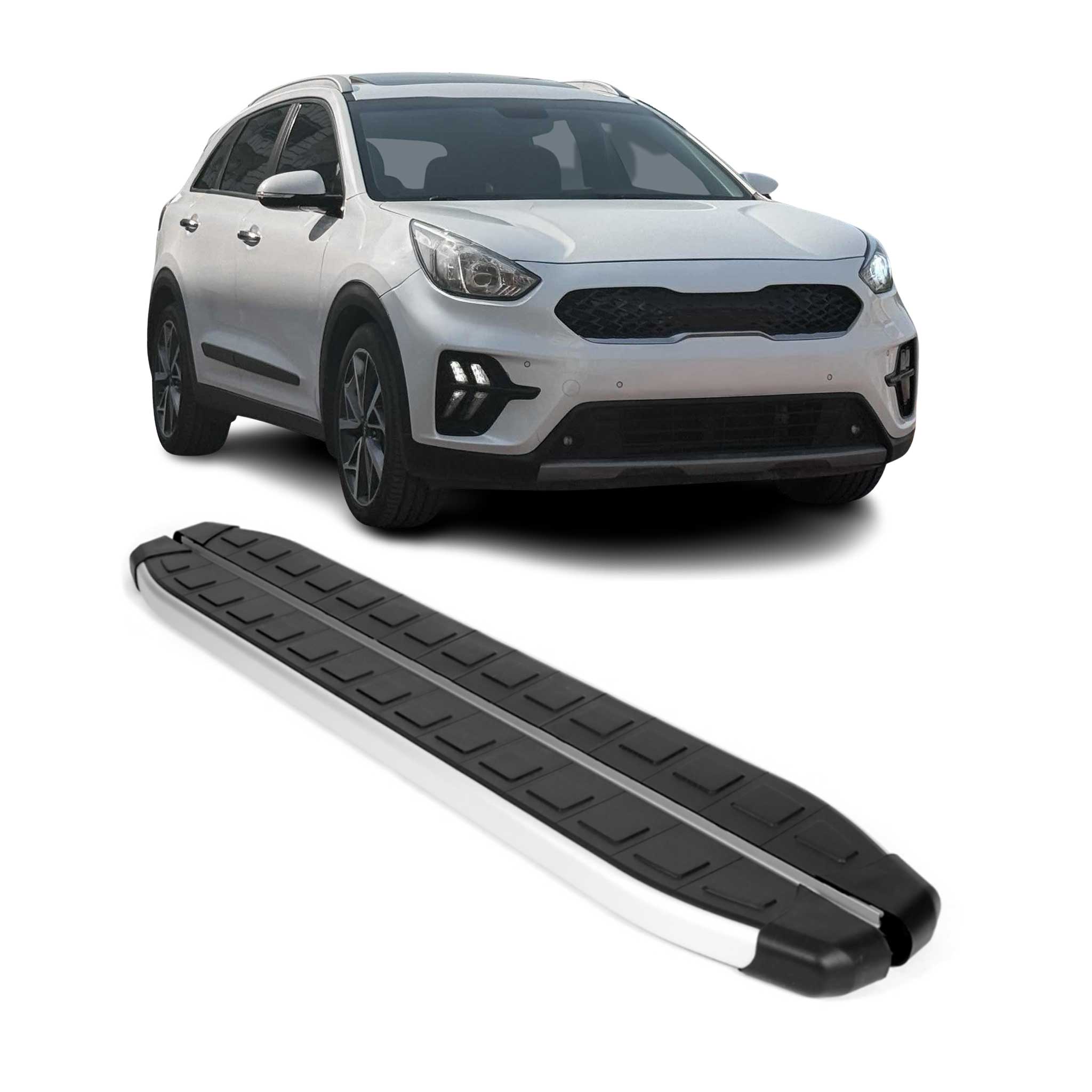 2017-2022 Kia Niro Running Boards Side Steps Silver & Black