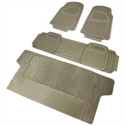 Universal fit Rubber Car Floor Mats Trunk Cargo Liner All Weather 4Pcs Beige