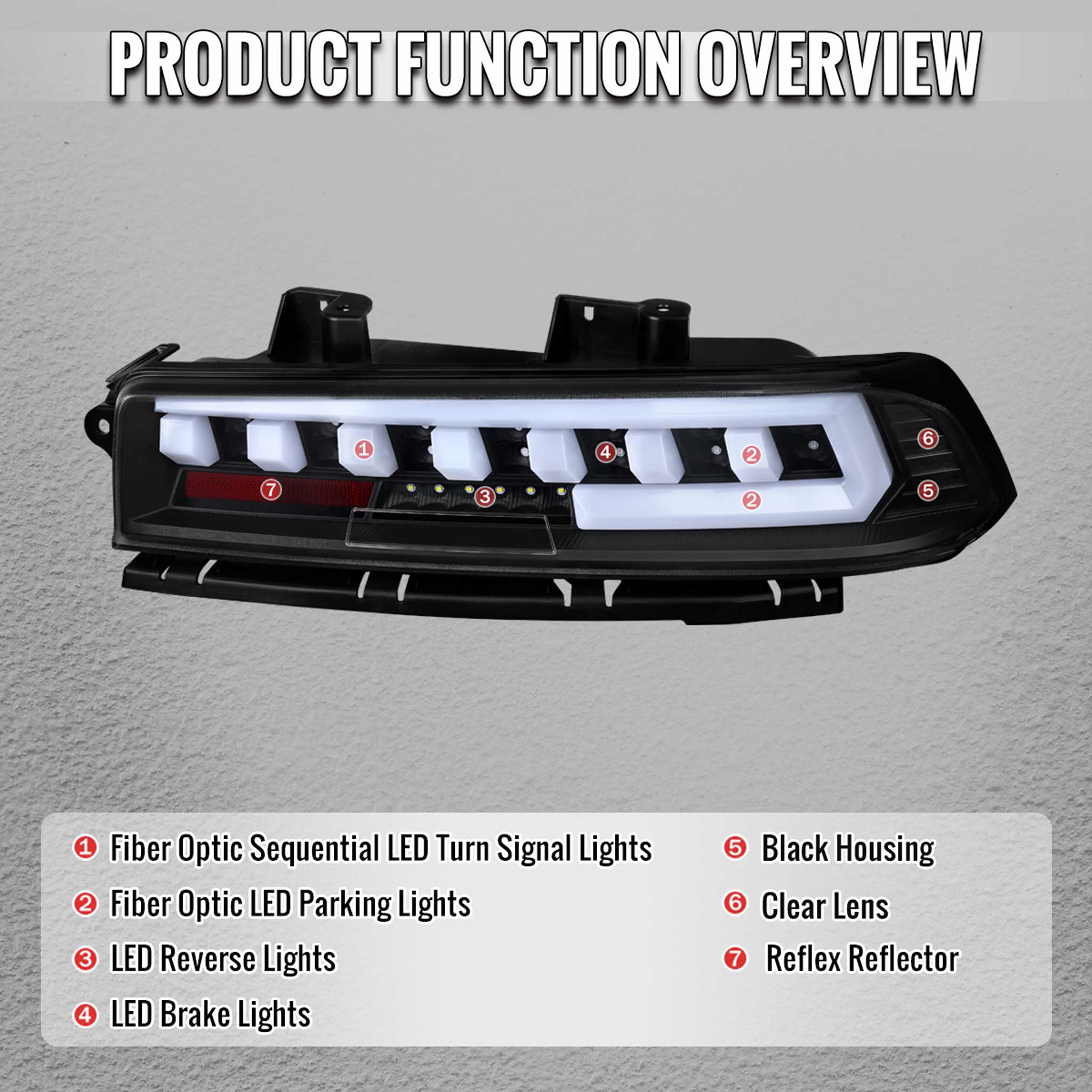 For Chevrolet Camaro 2014-2015 Full Red LED Sequential Tail Light Black Housing Clear Lens