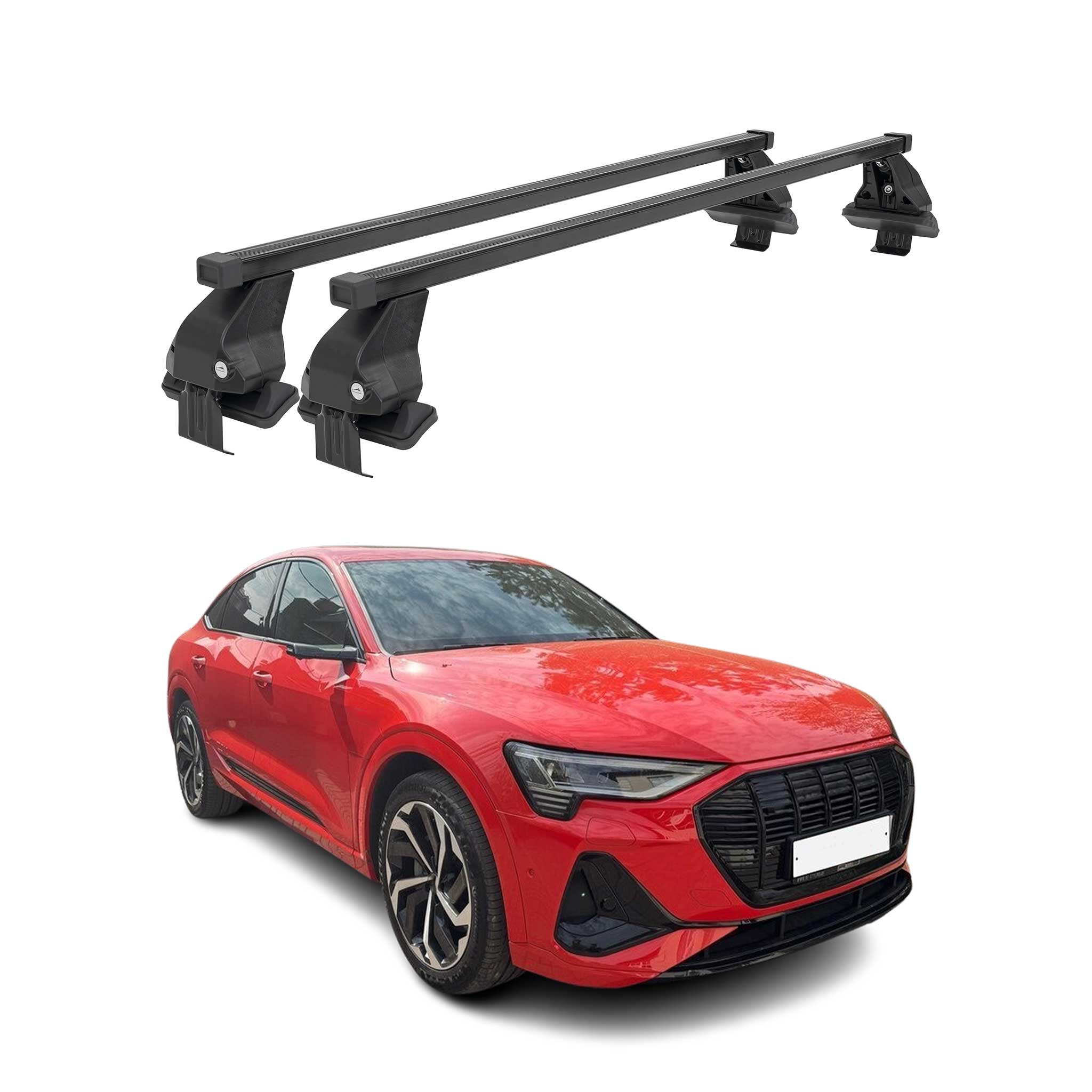Top Roof Racks Cross Bars fits Audi e-tron Sportback 2022-25 Black Steel 2x