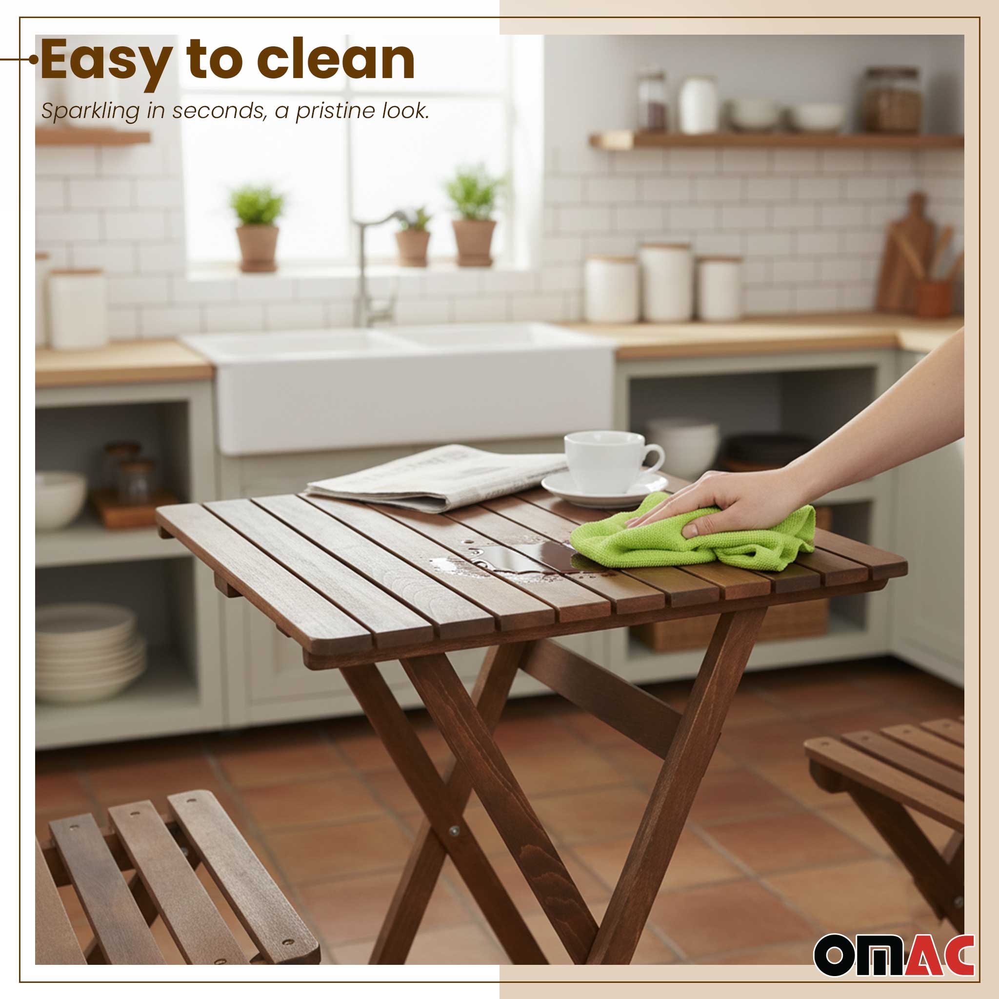 3Pcs Folding Wooden Bistro Set Dining Indoor Outdoor Furniture BBQ Picnic Party