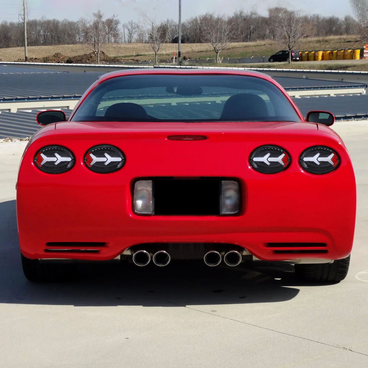 1997-2004 Chevy Corvette C5 4 PC White LED Bar Tail Lights Matte Black/Clear