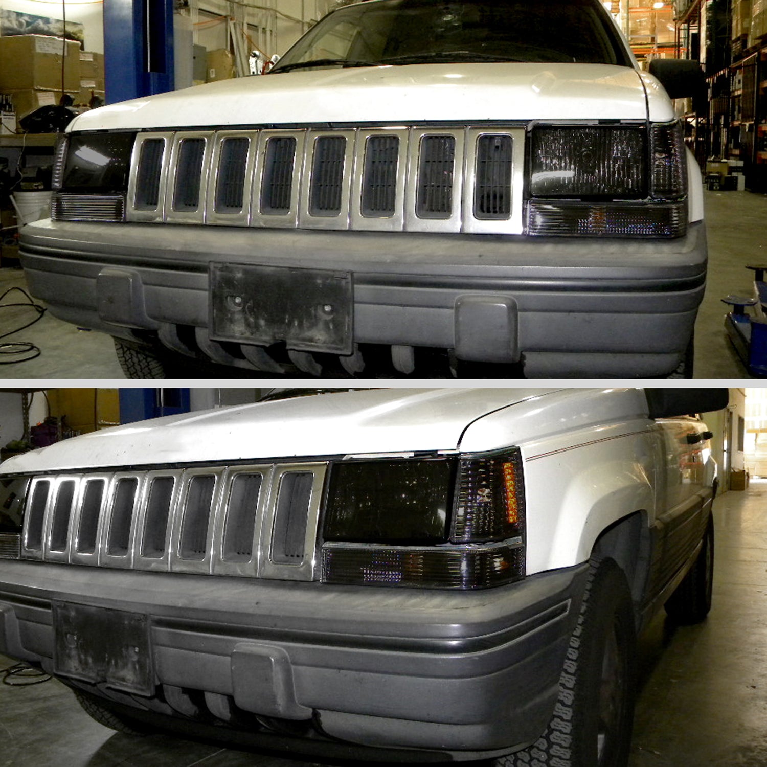 1993-1998 Jeep Grand Cherokee Corner Lights w/ Amber Reflectors Chrome/Smoke