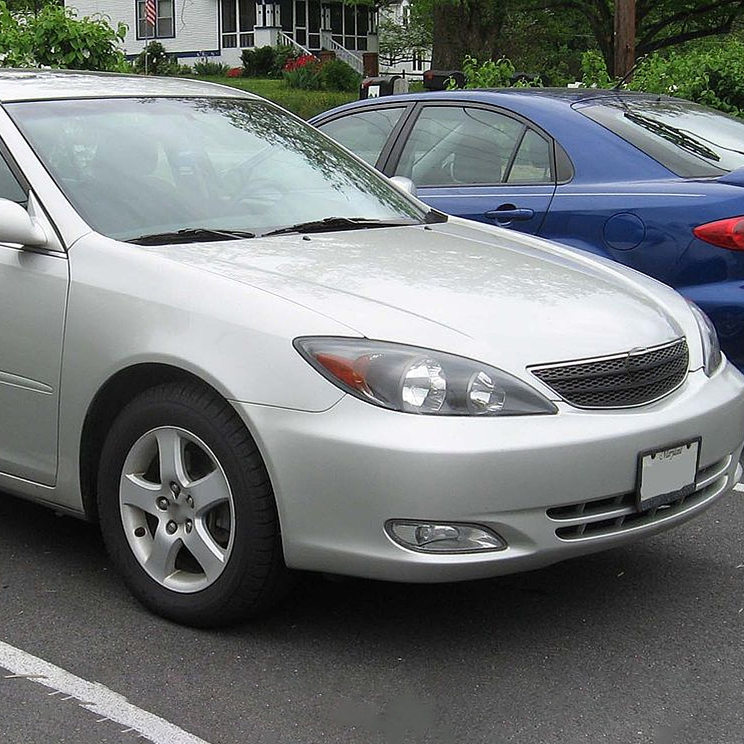 2002-2004 Toyota Camry Factory Headlights w/Amber Reflector Matt Black/Clear