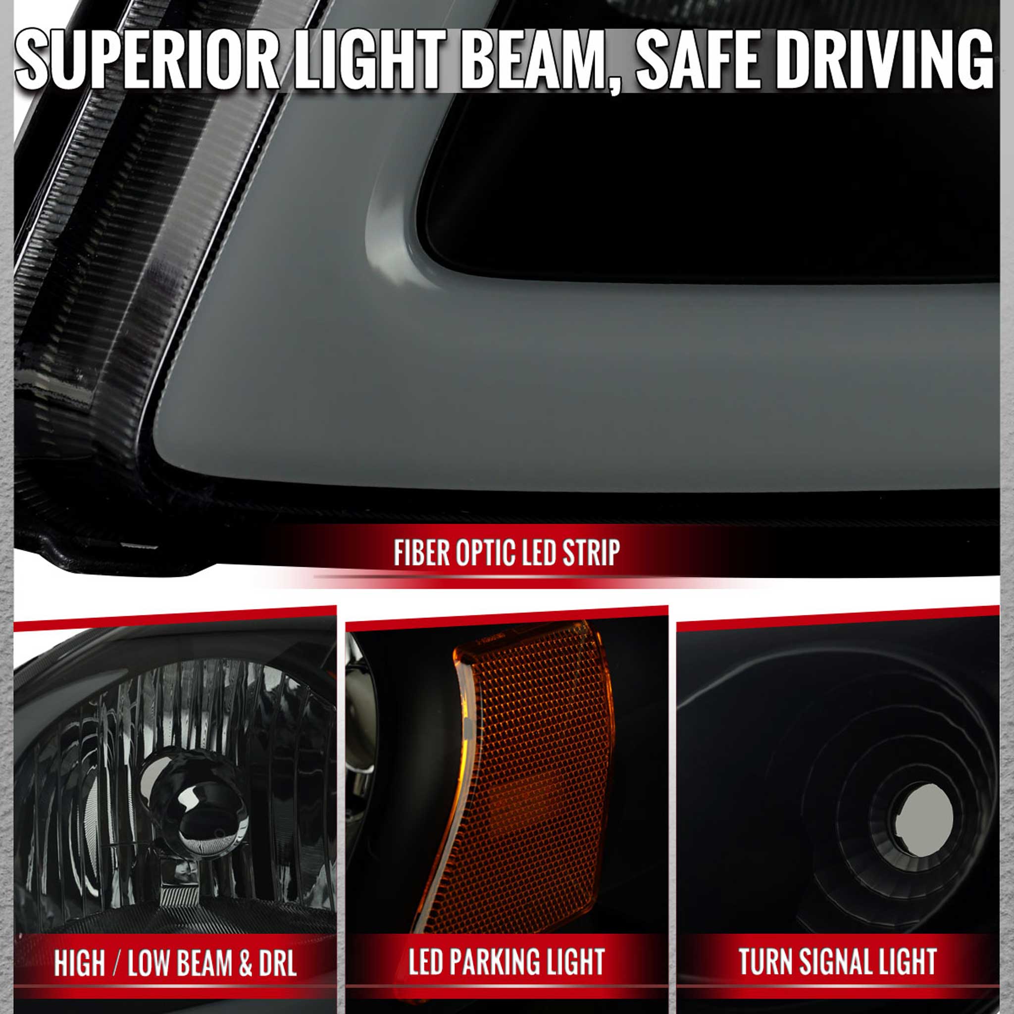 For Chevrolet Cobalt / Pontiac G5 2005-2010 Factory Style Headlights With LED DRL Light Strip Black Housing Smoked Lens