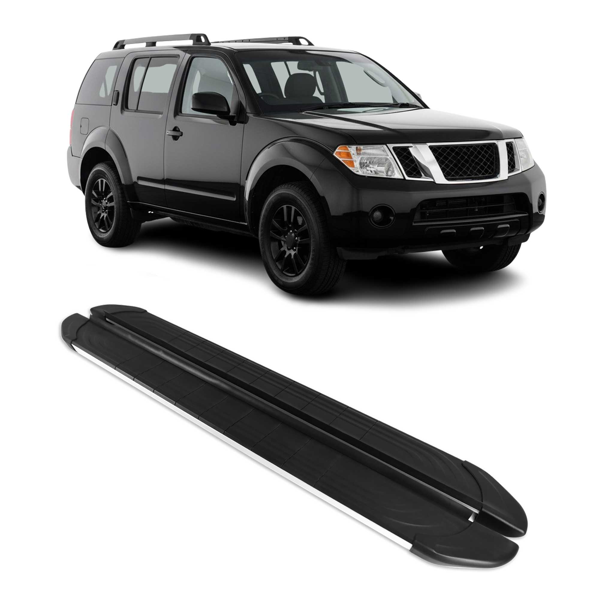 2005-2012 Nissan Pathfinder Running Boards Side Steps Silver & Black