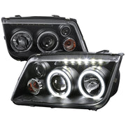 1999-2005 VW Jetta/Bora Mk4 Dual Halo Projector Headlights LED Light Black