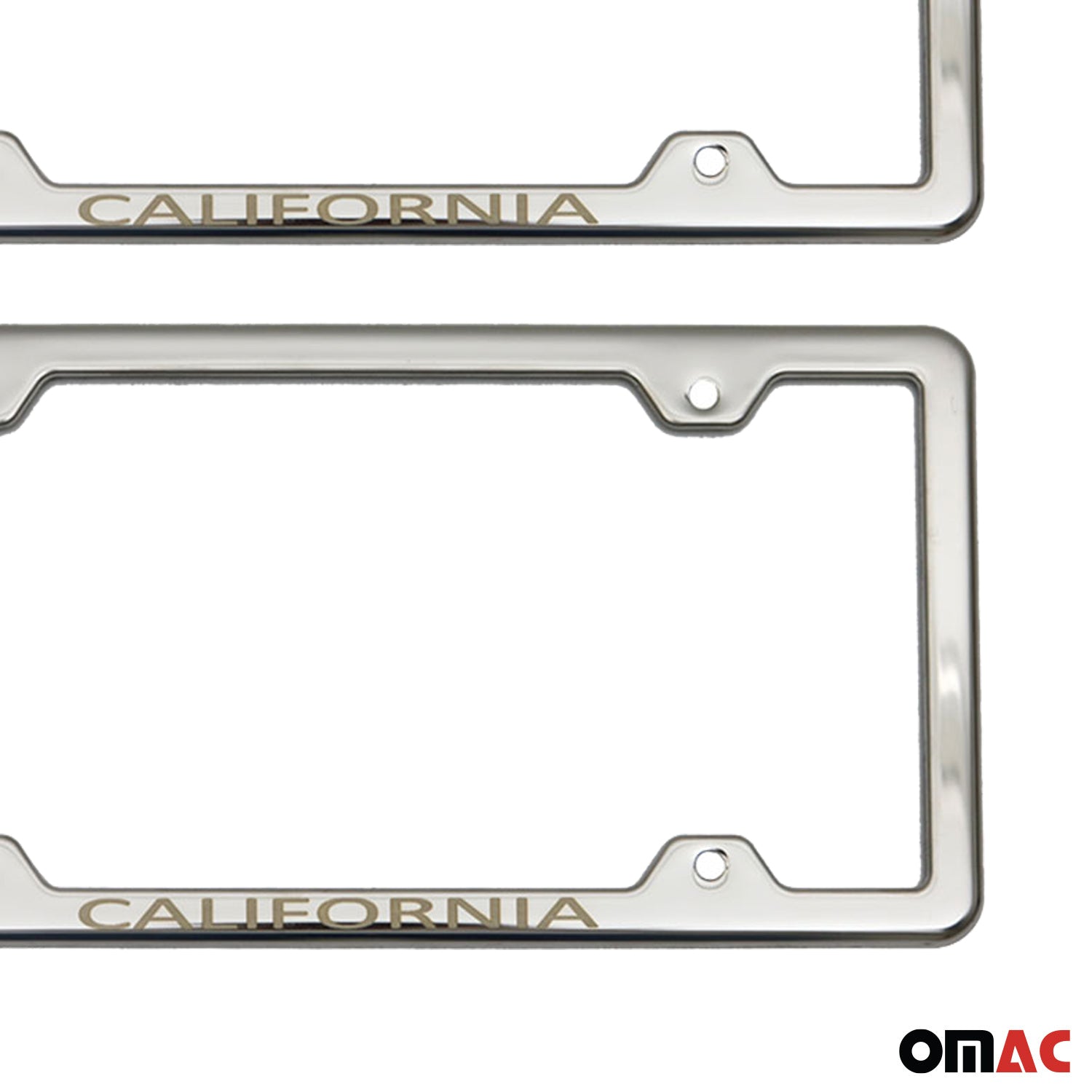 CALIFORNIA Print License Plate Frame Tag Holder Chrome S. Steel 2 Pcs.