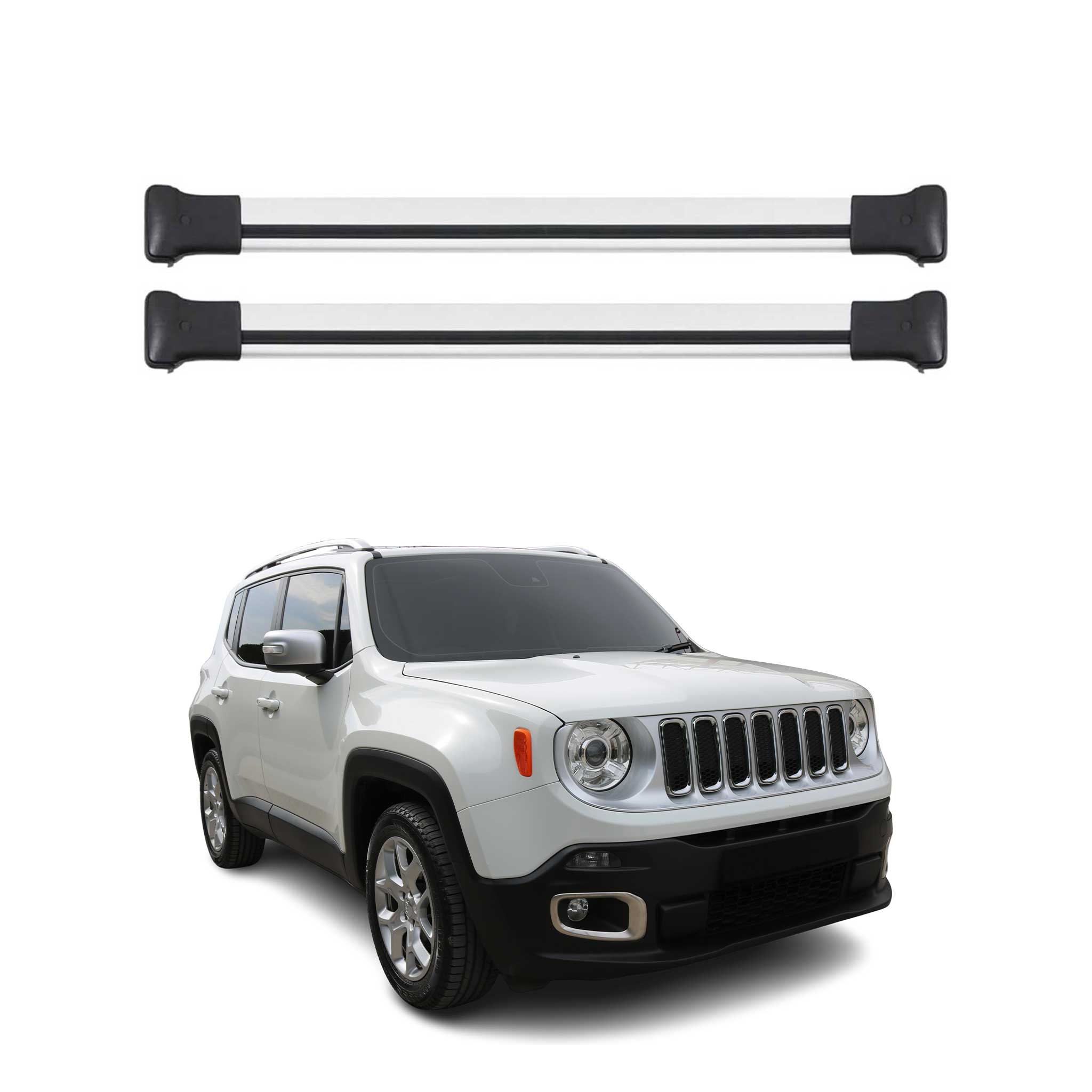2015-2023 Jeep Renegade Roof Rack Cross Bars Silver