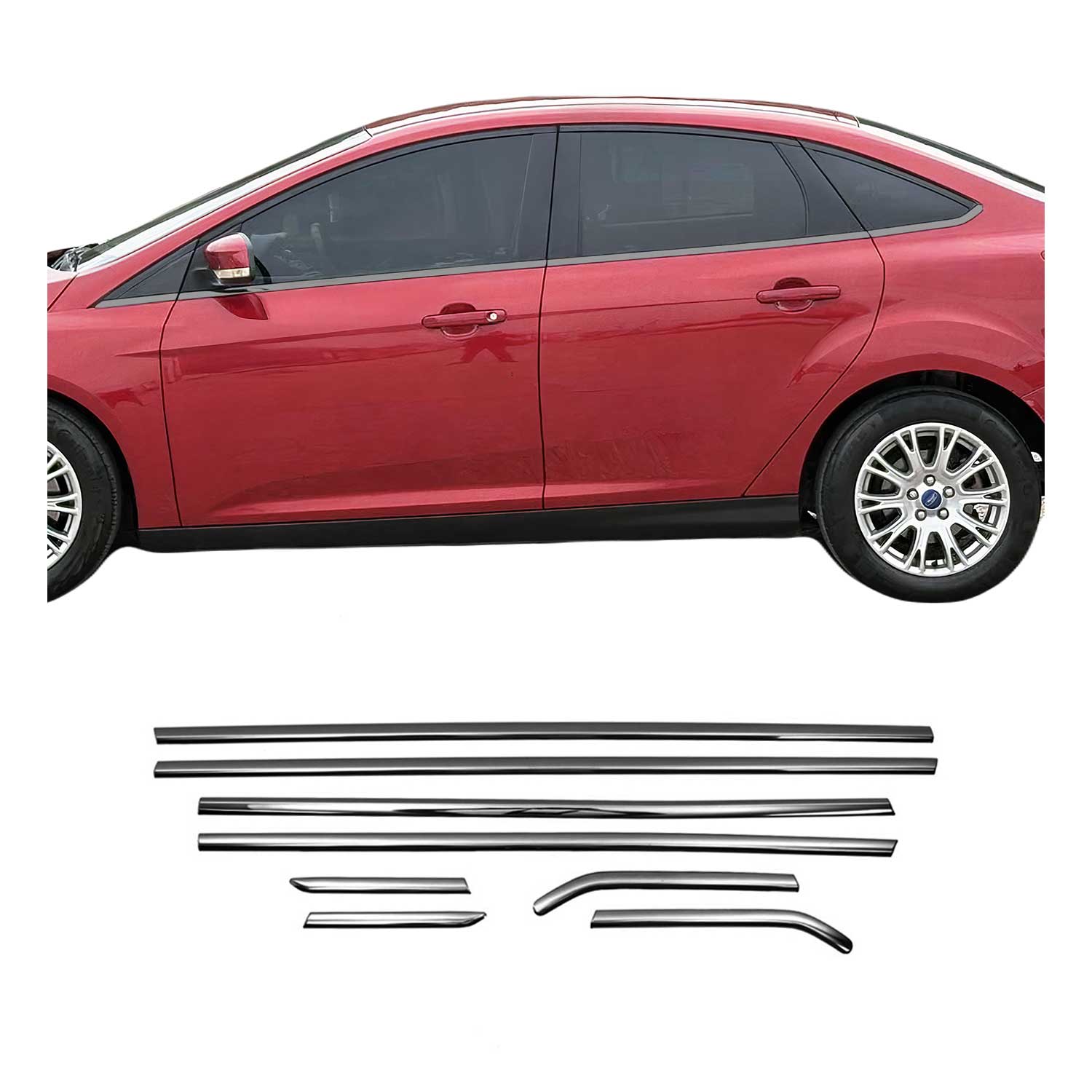 2012-2018 Ford Focus Sedan Window Molding Trim Streamer Stainless Steel