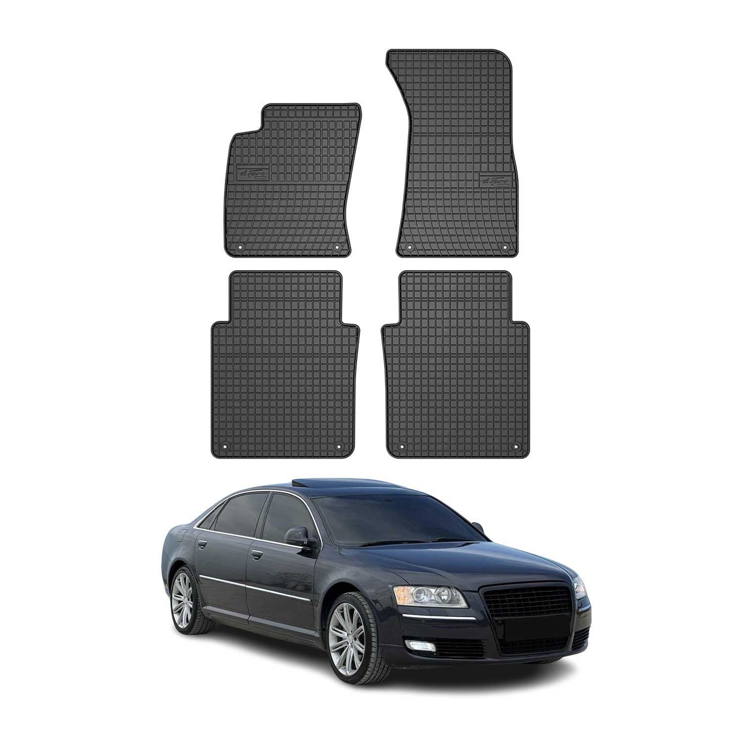 2004-2010 Audi A8 Standart Floor Mats Liners Full Set All Weather Rubber Black