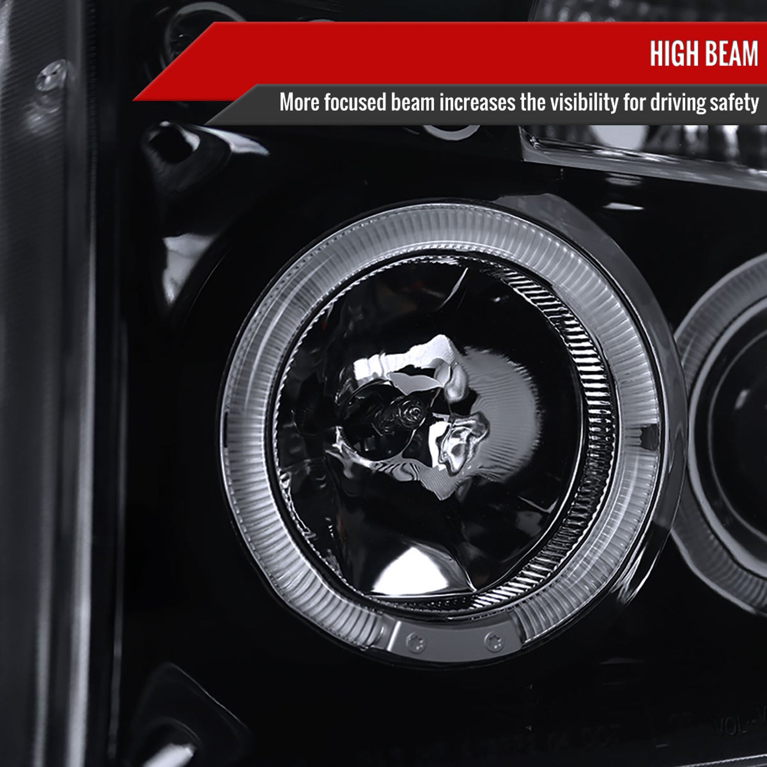 2004-2015 Nissan Titan/ 2004-2007 Armada Dual Halo Projector Headlights Black