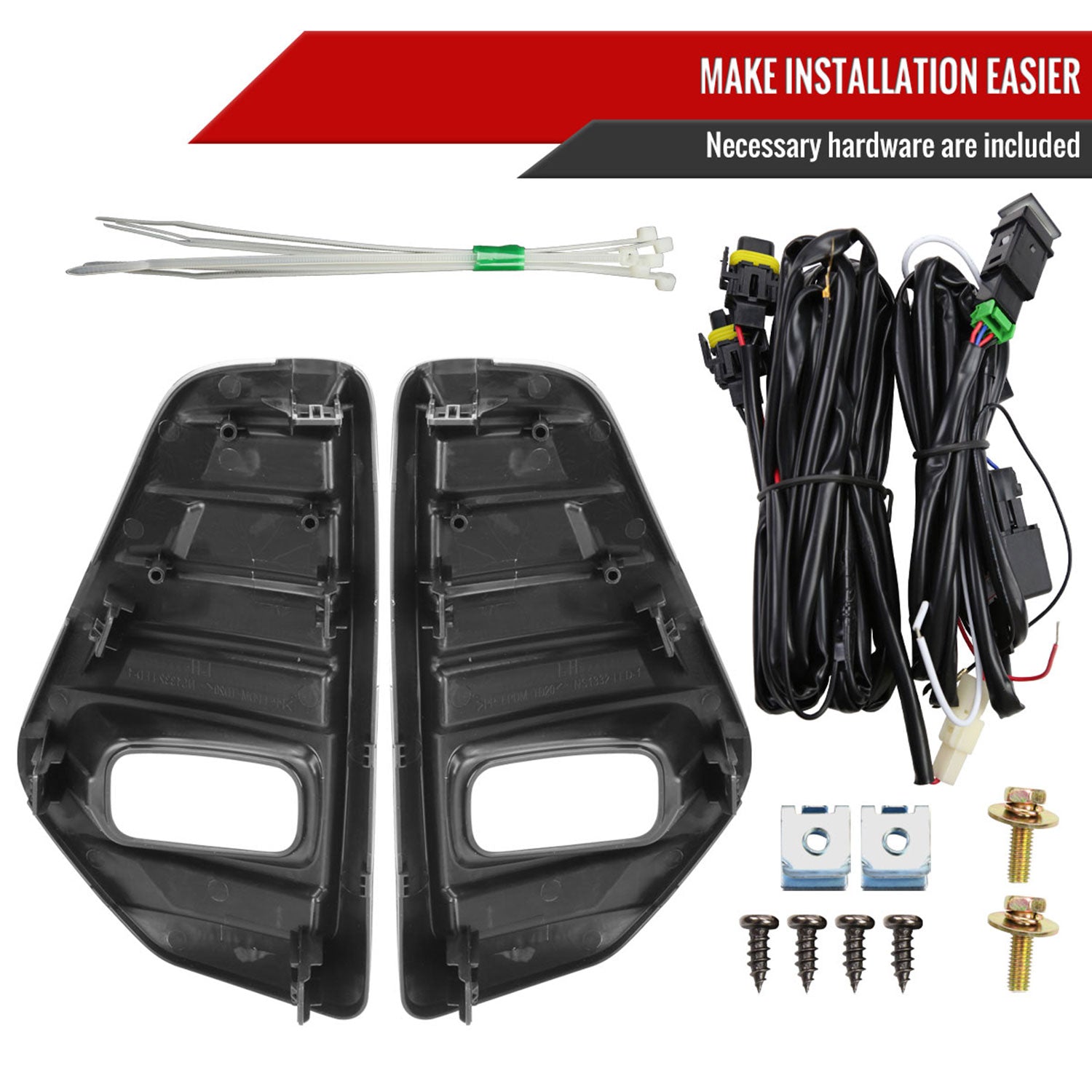 2021-2022 Nissan Kicks LED Fog Lights Kit Glossy Black Housing/Clear Lens