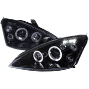 2000-2004 Ford Focus Dual Halo Projector Headlights Glossy Black/Smoke Lens