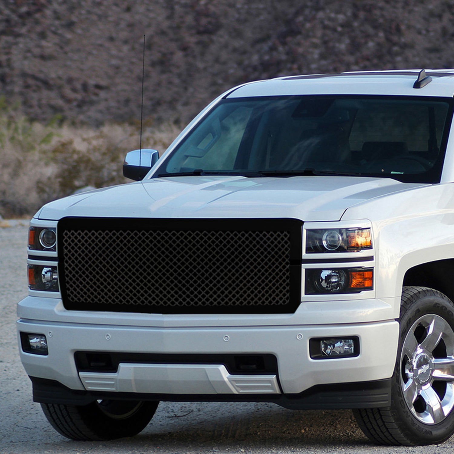 2014-2015 Chevrolet Silverado 1500 Glossy Black ABS Honeycomb Mesh Grille