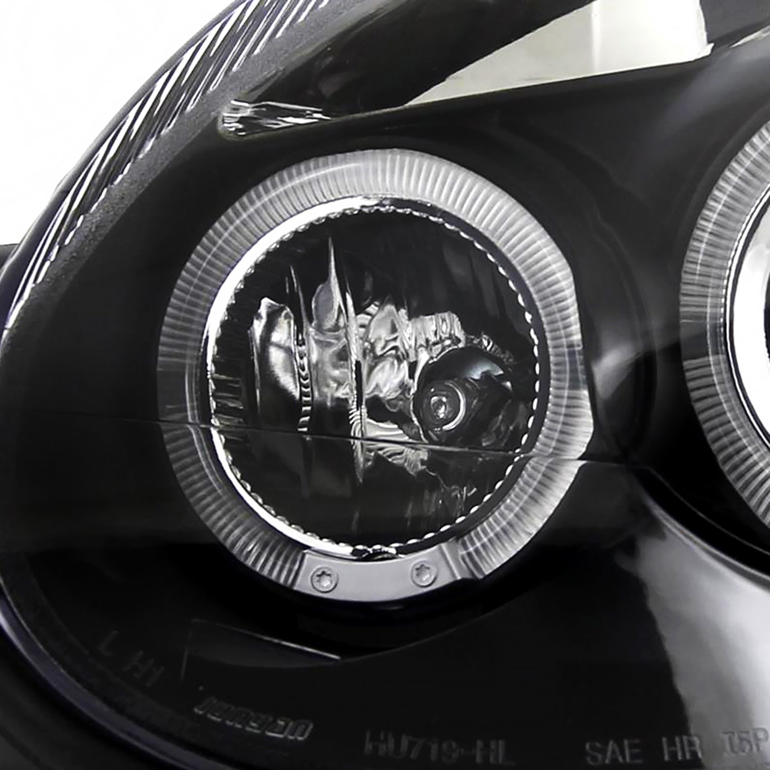 2003-2005 Dodge Neon Dual Halo Projector Headlights Matte Black/Clear Lens