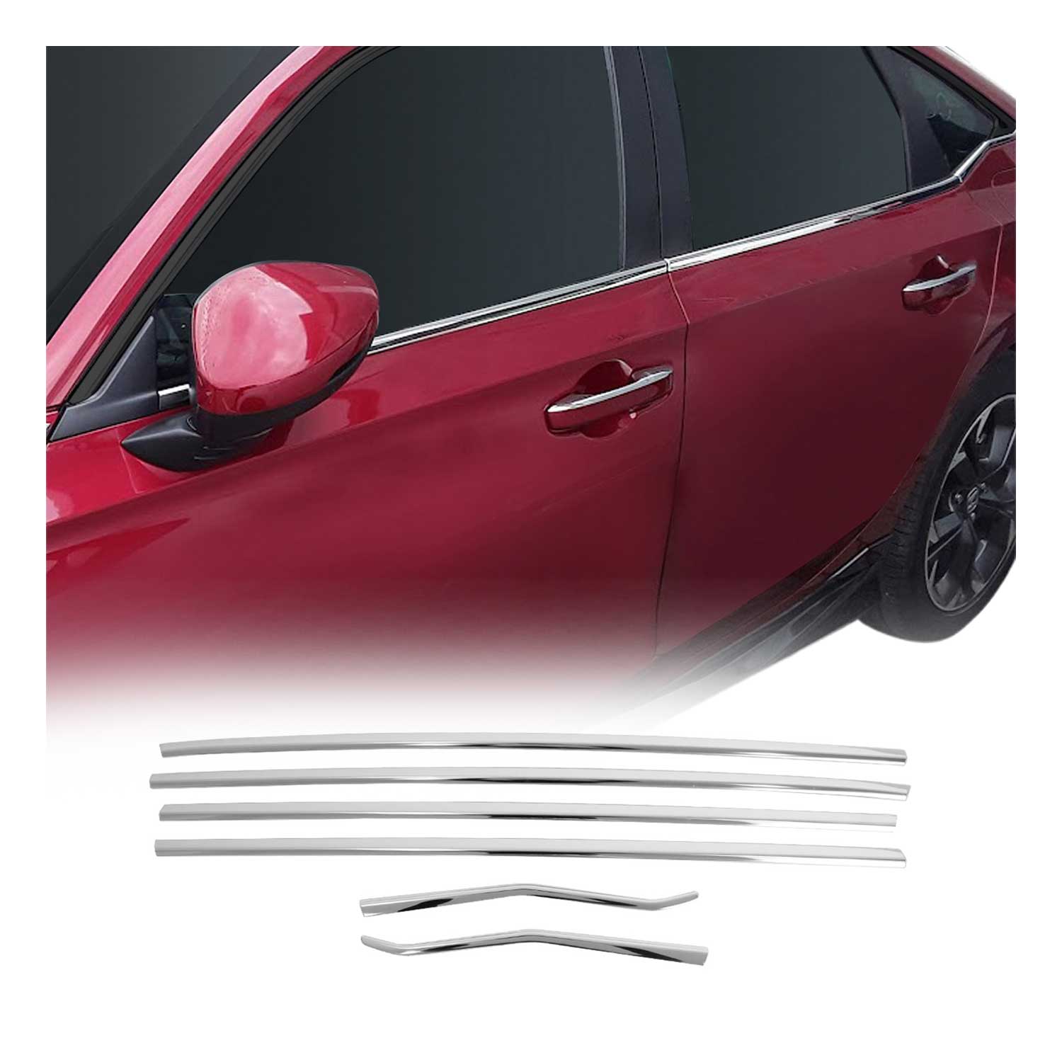 2022-2026 Honda Civic Sedan Window Molding Trim Streamer Stainless Steel
