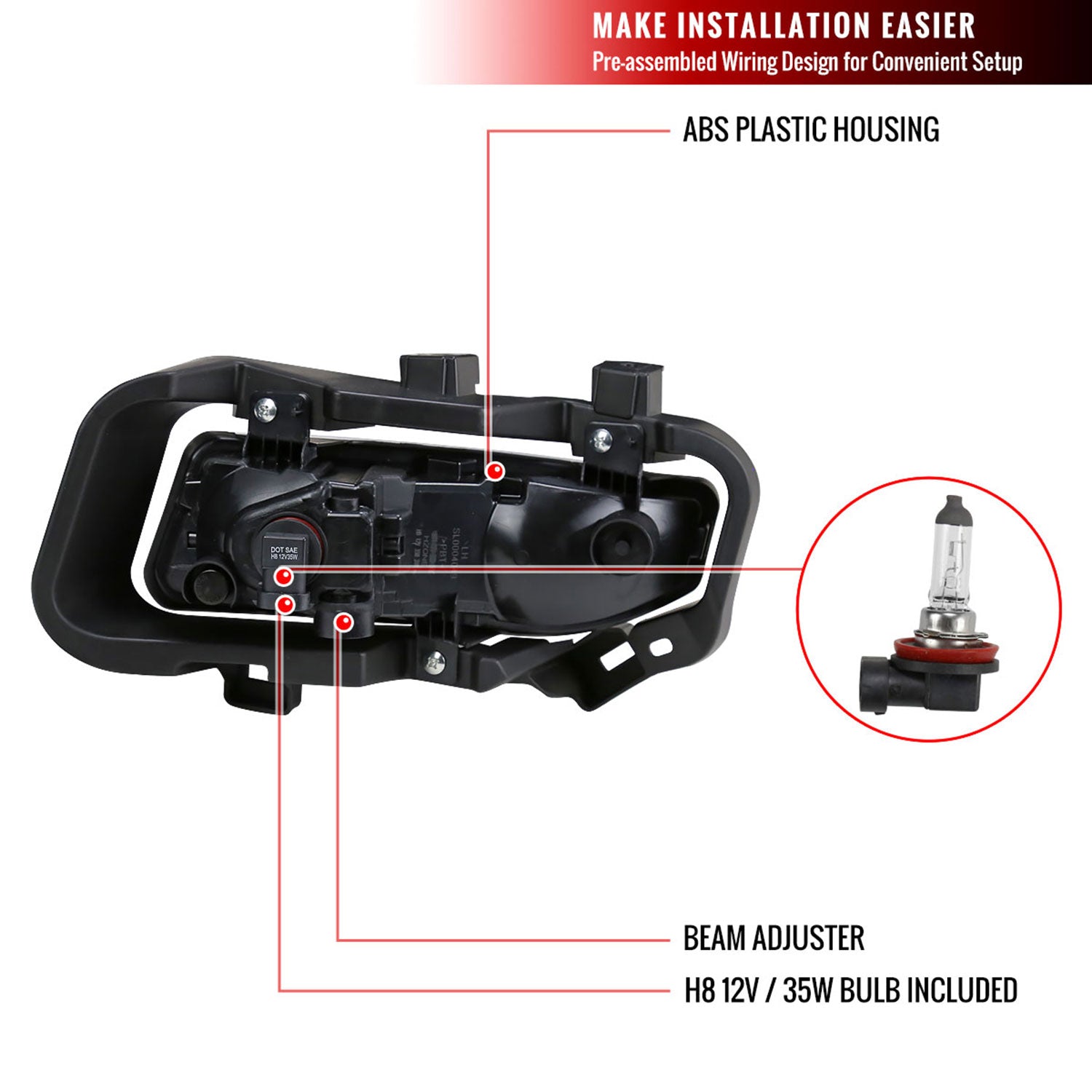 2018-2019 Nissan Kicks H8 Fog Lights Kit Chrome Housing/Clear Lens