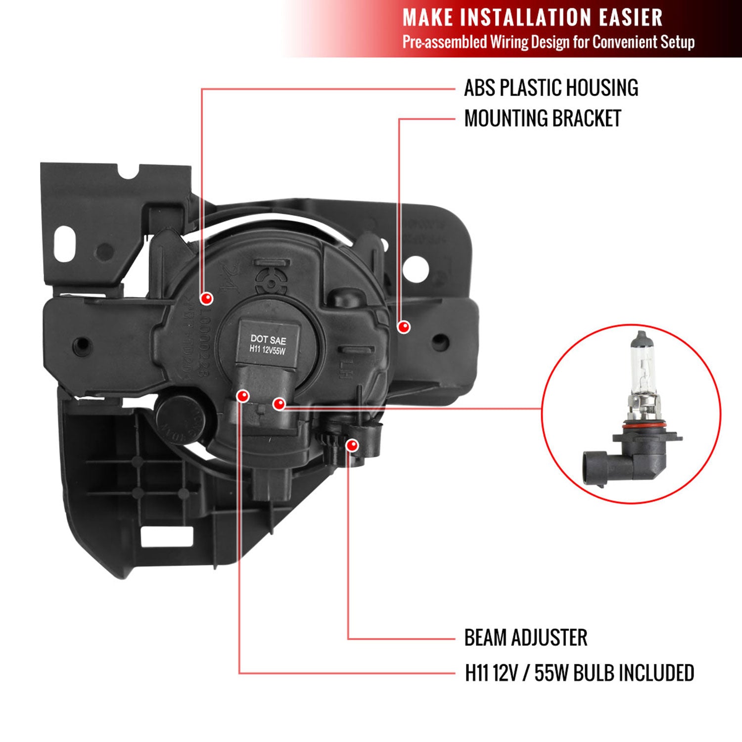 2009-2014 Nissan Maxima H11 Fog Lights Kit Switch & Wiring Harness Chrome