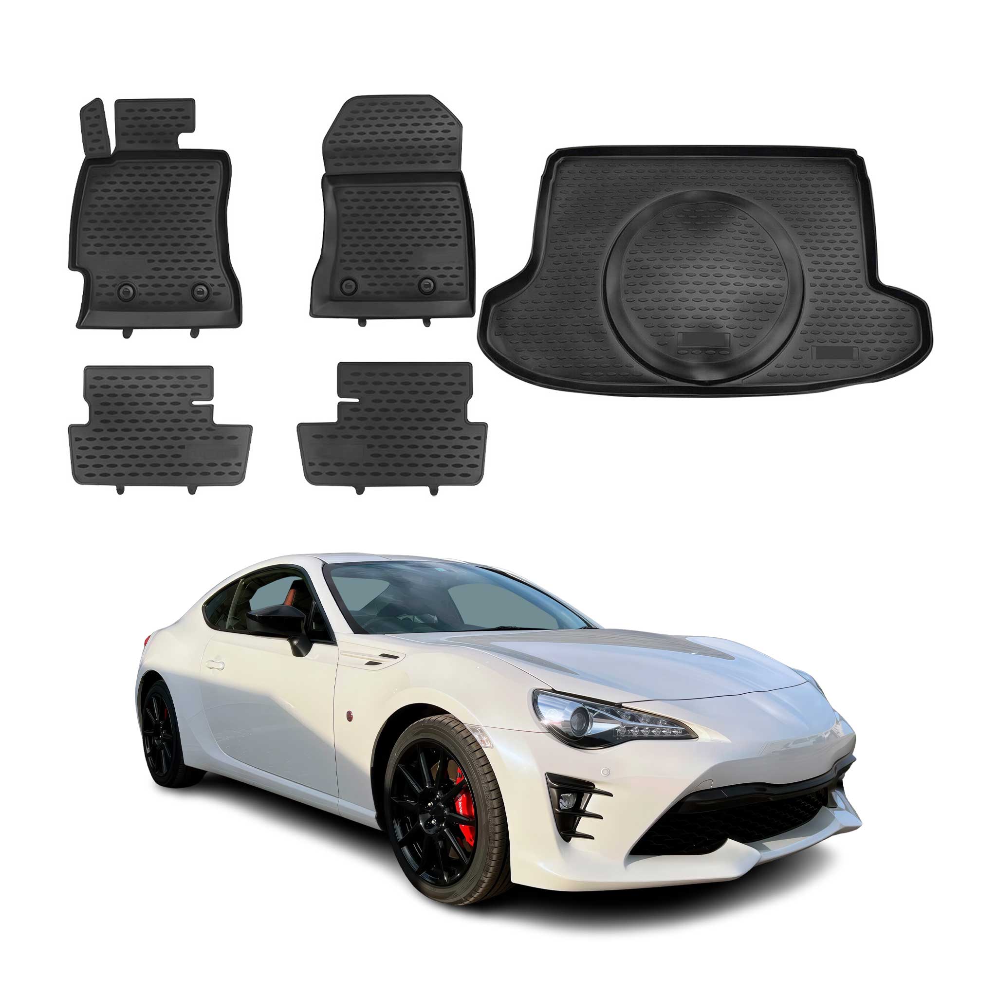 2013-2020 Subaru BRZ Floor Mats & Cargo Liner Full Set All Weather Black