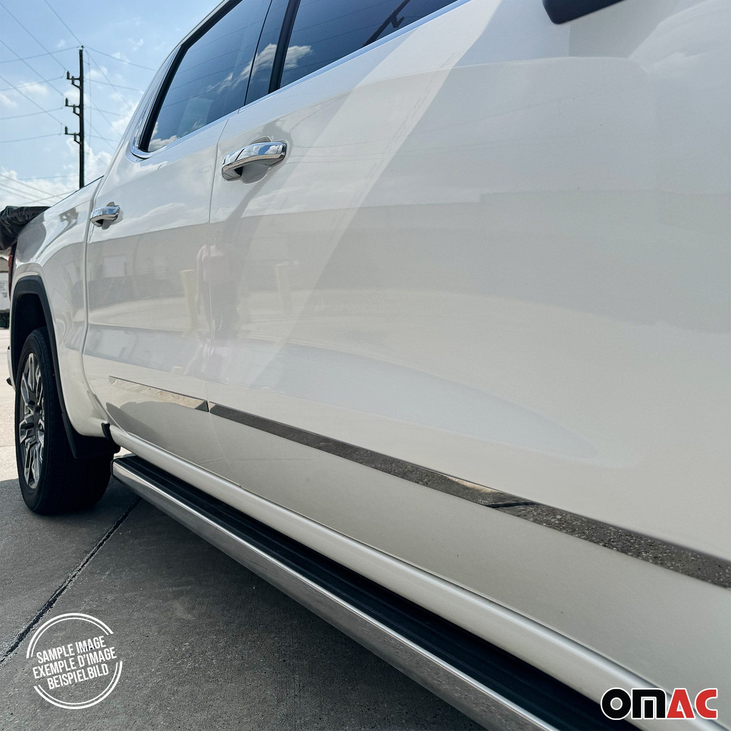 2015-2020 Ford F-150 Side Door Molding Trim Skirt Garnish Stainless Steel Silver 4 Pcs