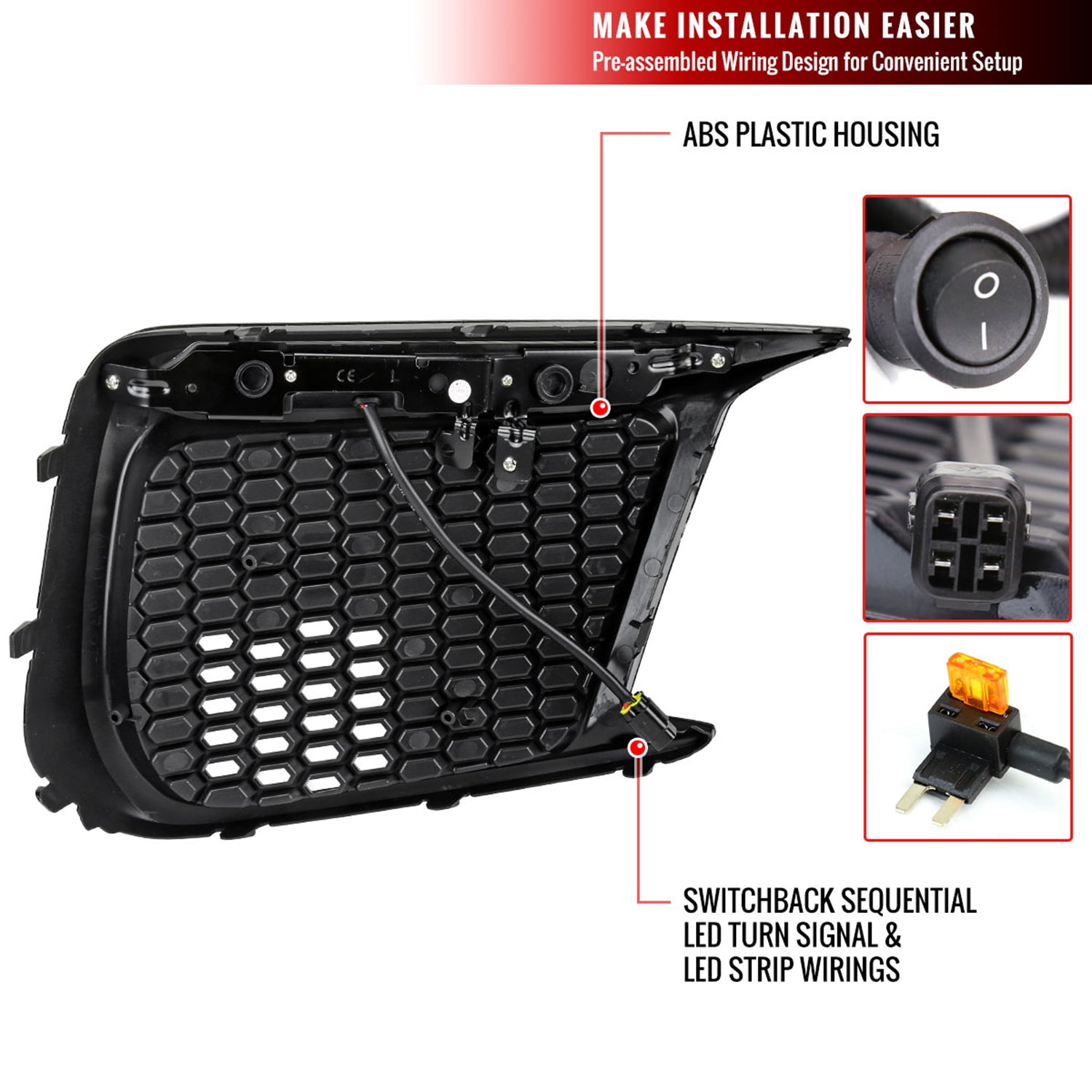 2018-2021 Subaru Impreza WRX STI LED Switchback Fog Light Mesh Glossy Black