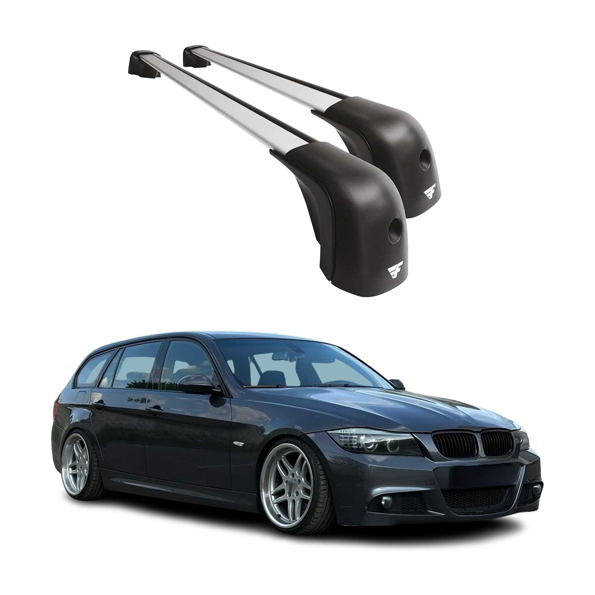 2005-2012 BMW 3 Series E90 Sedan Roof Rack Cross Bars Silver