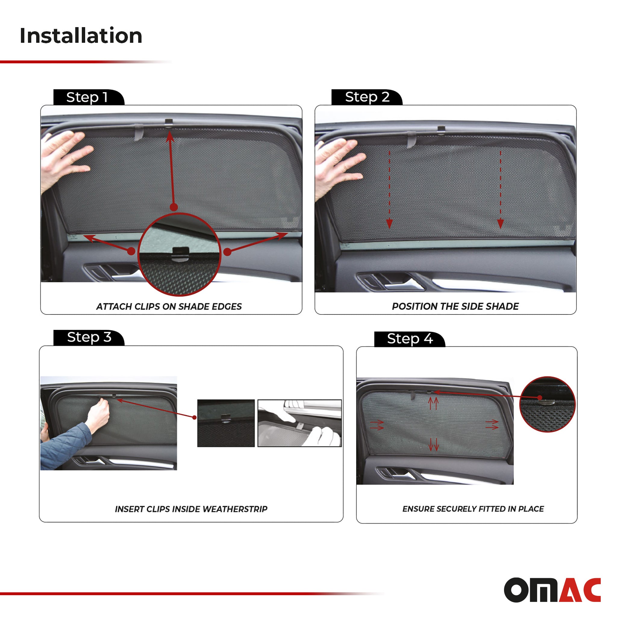 2015-2019 Volkswagen Golf SportWagen Side Rear Window Curtain Mesh Black 2Pcs