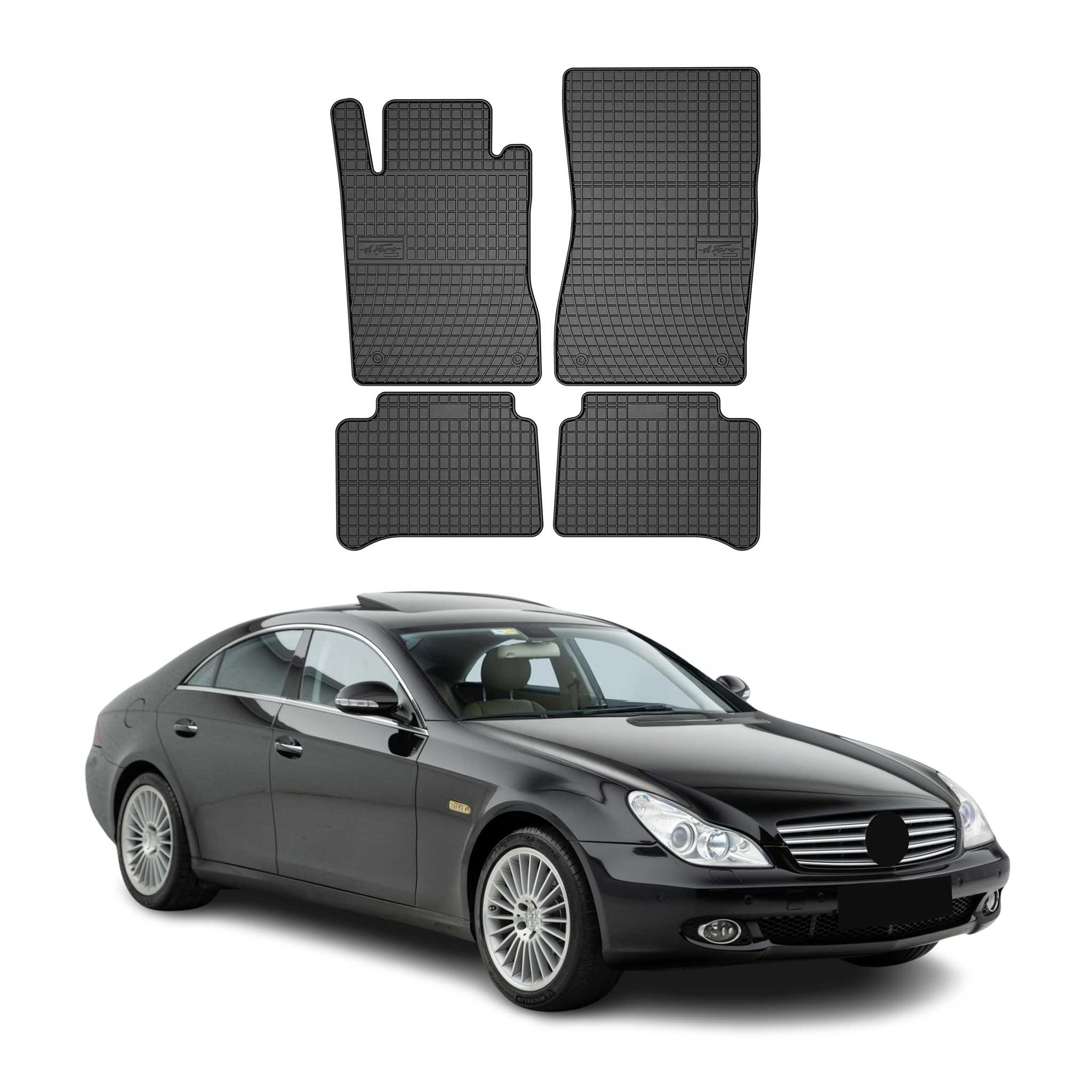 2008-2011 Mercedes CLS Class C219 Floor Mats Liners Full Set All Weather Rubber Black