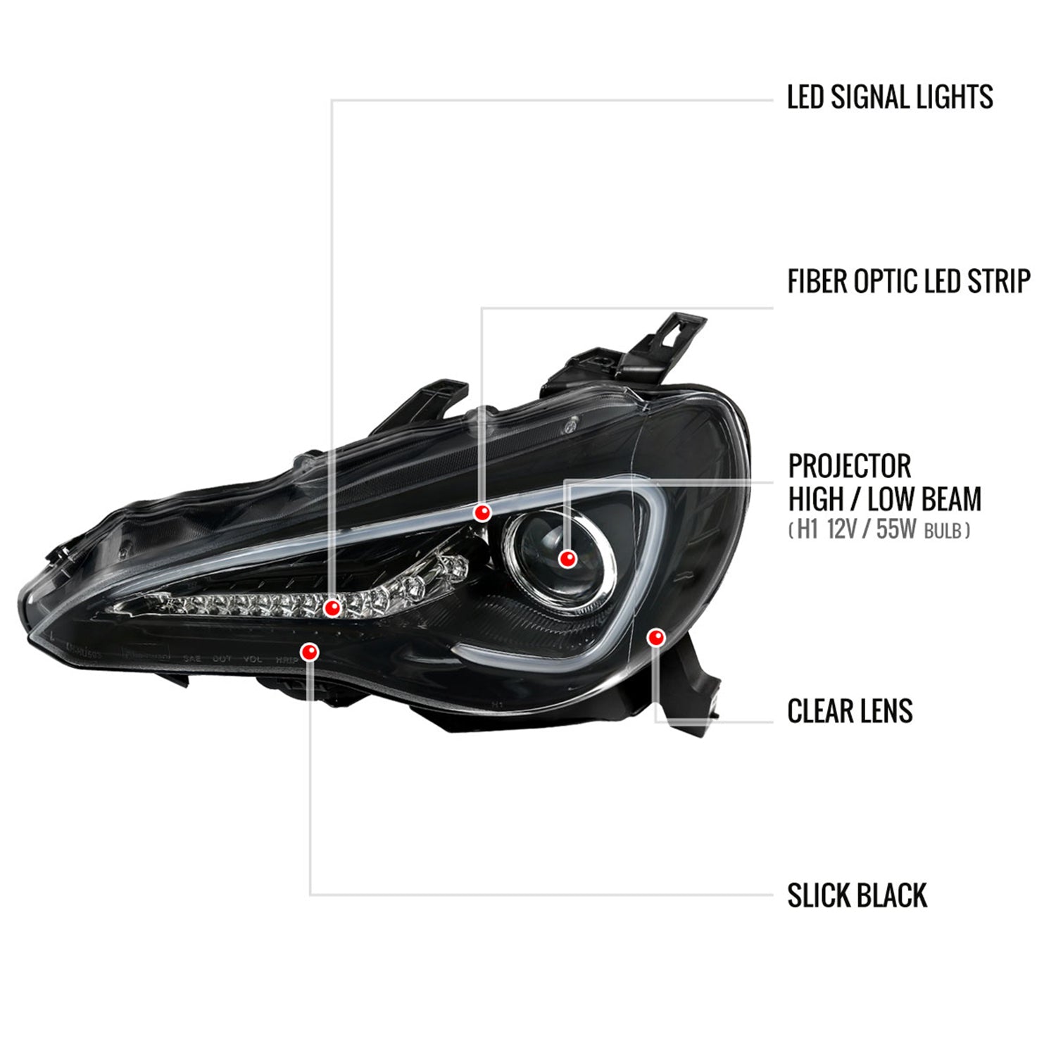 2012-2017 Scion FRS/ Toyota 86 LED Bar Headlights LED Signal Lights Jet Black