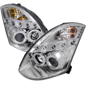 2003-2007 Infiniti G35 Coupe Dual Halo Projector Headlights Chrome/Clear Lens