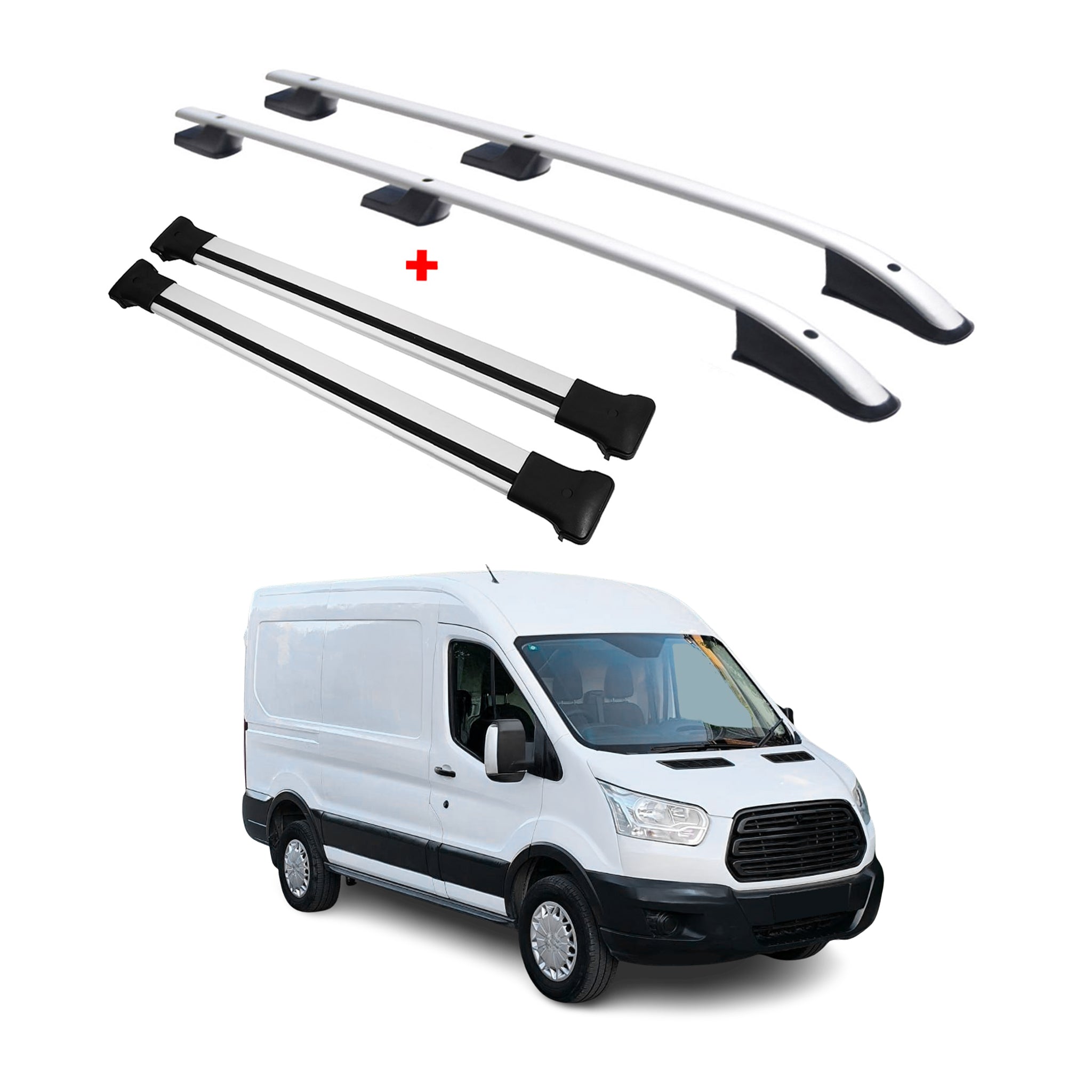 2015-2025 Ford Transit L2 Regular Roof Racks & Roof Rack Rails Silver