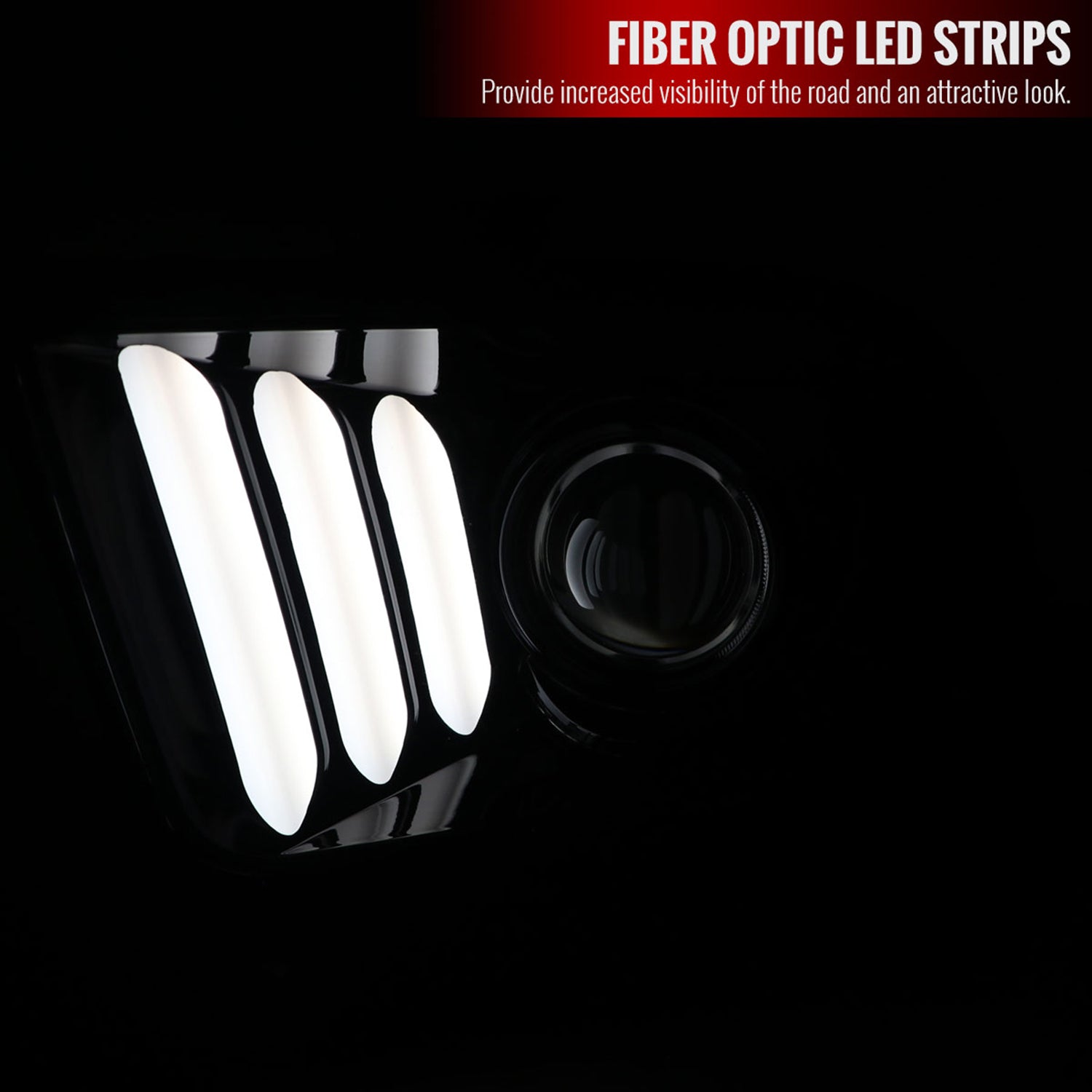 2005-2009 Ford Mustang LED Bar Projector Headlights Jet Black/Clear Lens