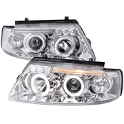 1997-2000 VW Passat Dual Halo Projector Headlights Chrome/Clear Lens