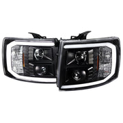 2007-2014 Chevy Silverado 1500/2500/3500HD LED CBar Projector Headlights Black
