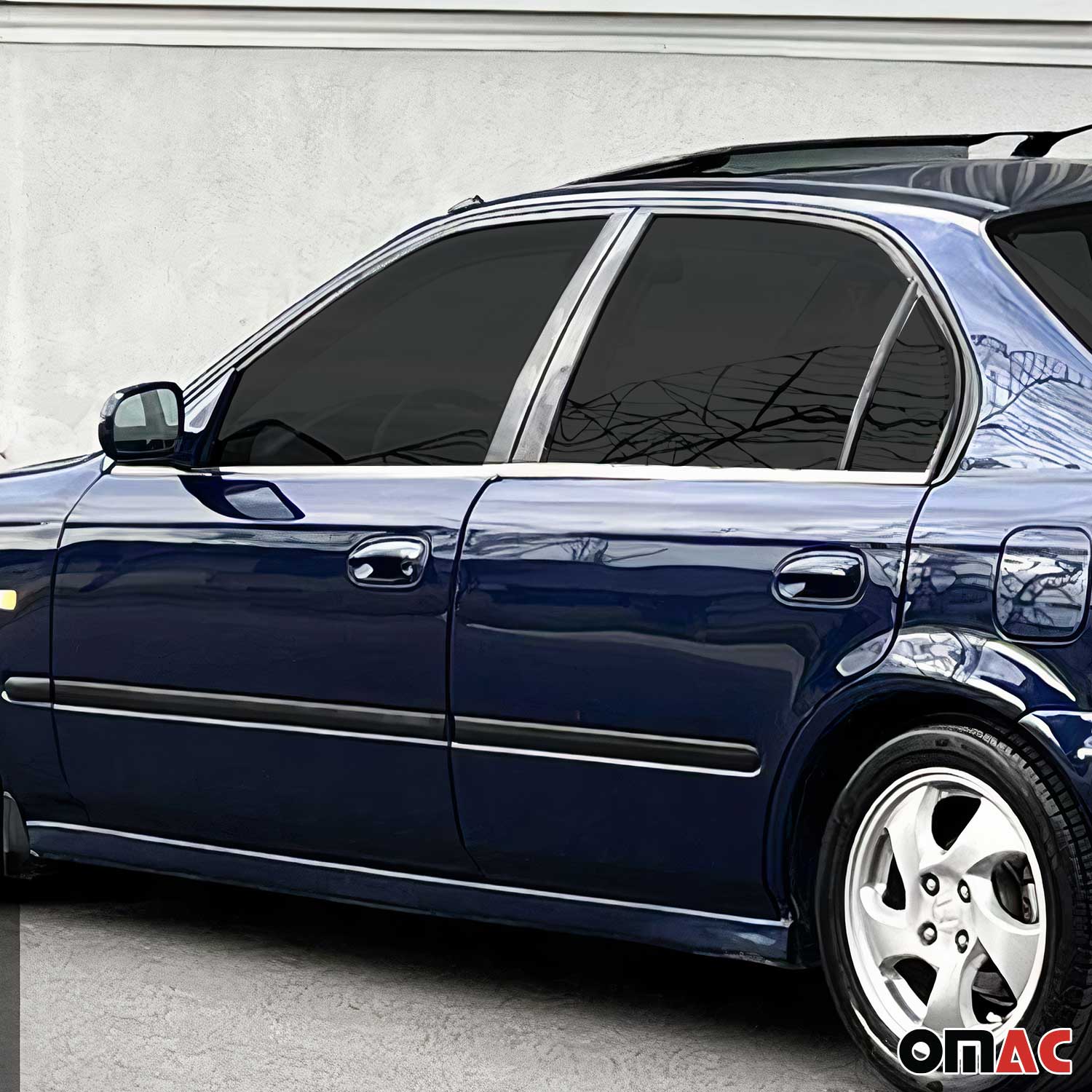 1996-2000 Honda Civic Sedan Window Molding Trim Streamer Stainless Steel