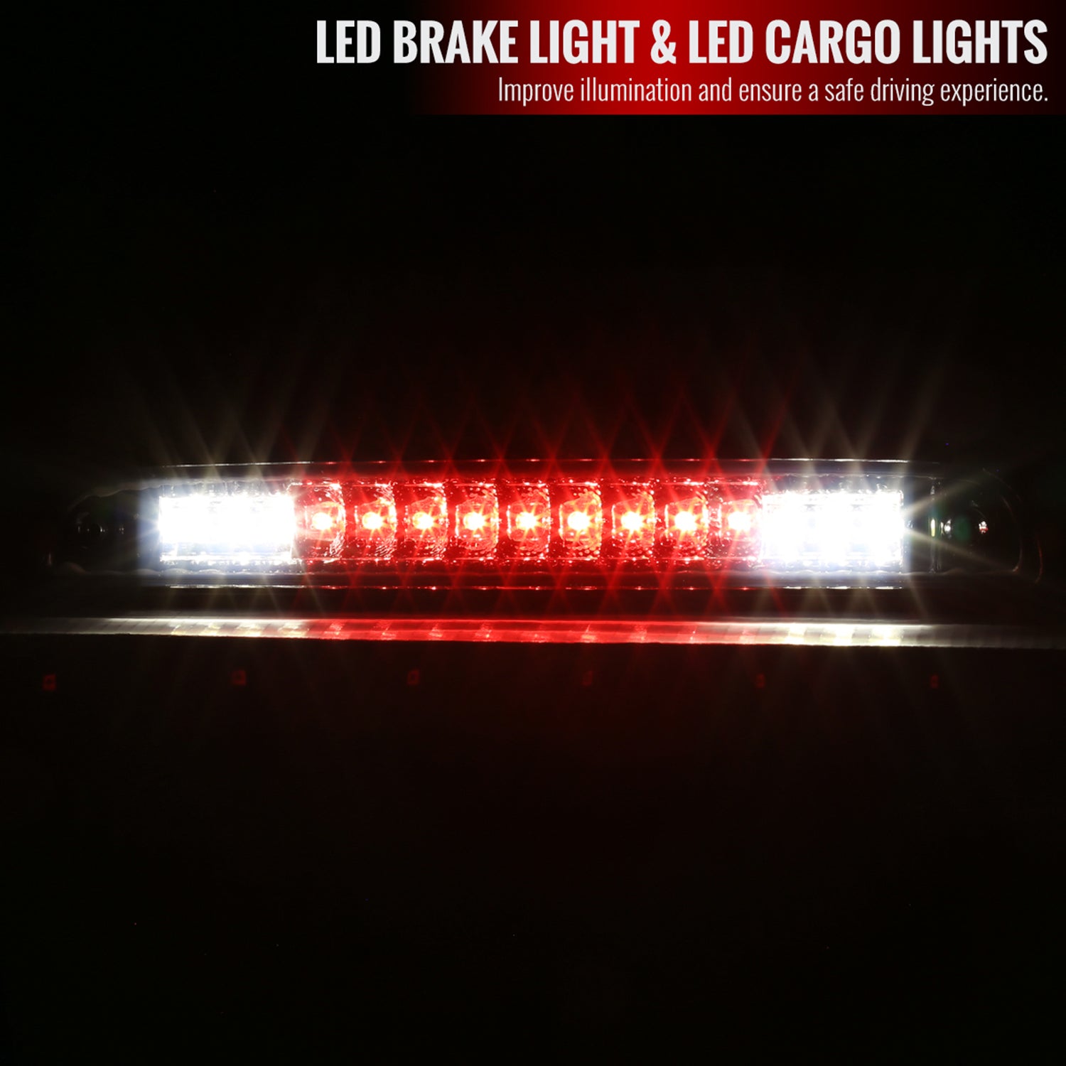 1992-1996 Ford F-150/F-250/F-350/Bronco LED 3rd Brake Light Chrome/Clear Lens