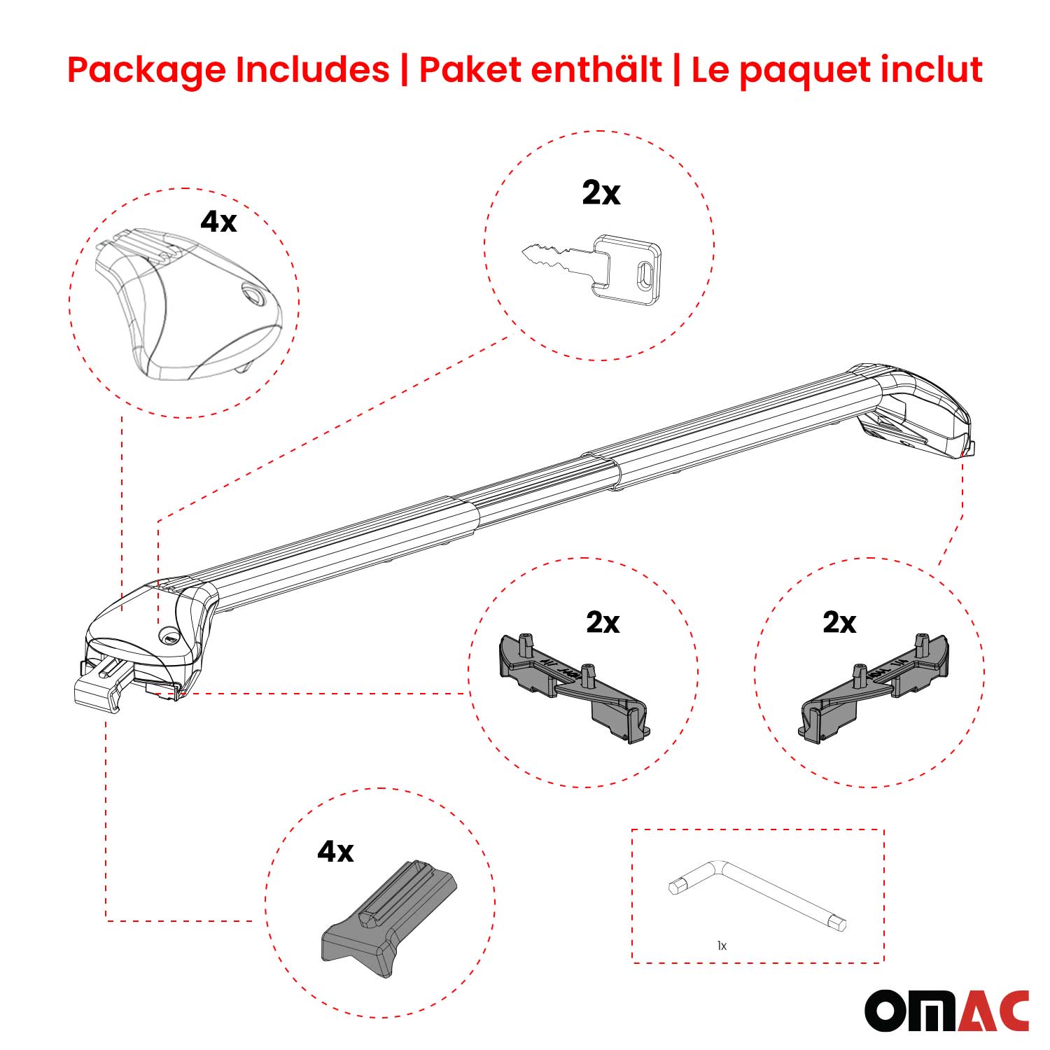 Roof Rack Cross Bars Luggage Carrier for Jaguar F-Pace 2017-2025 Alu Silver 2x