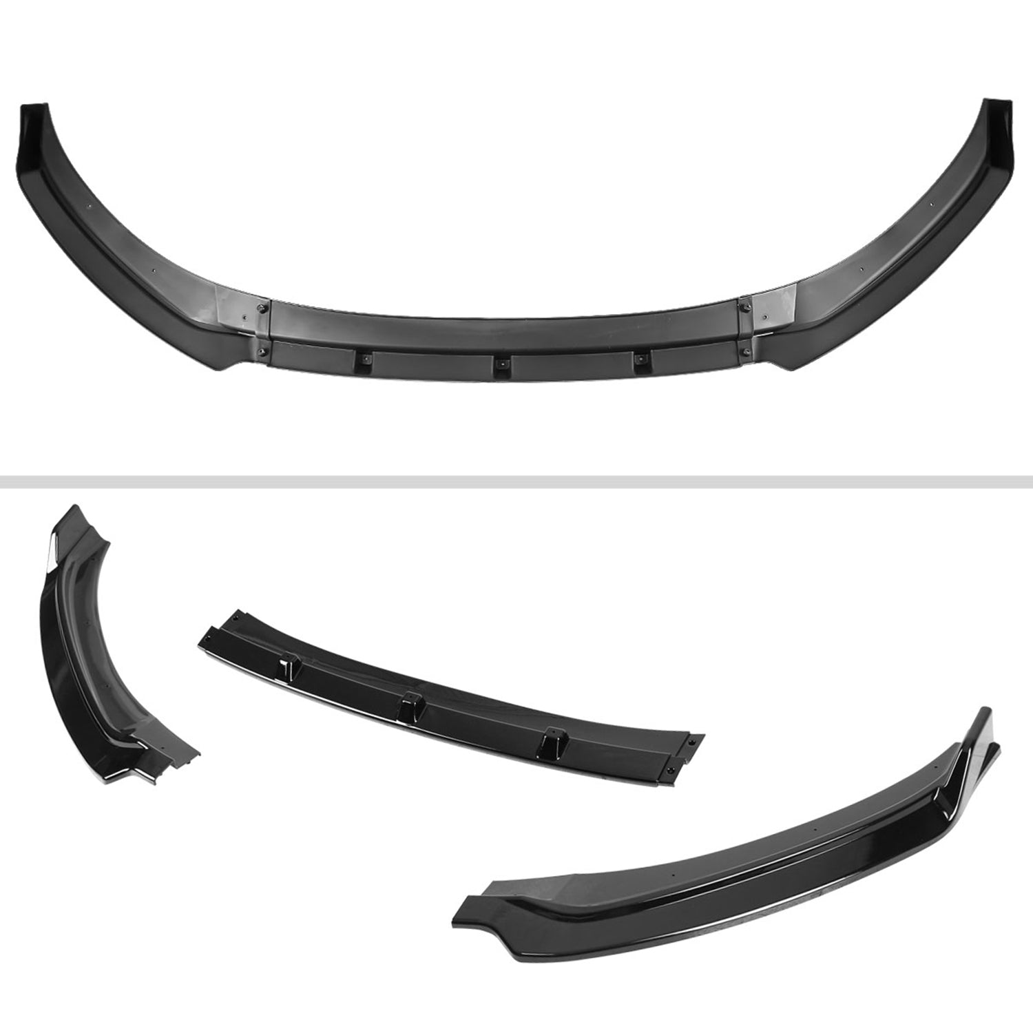 2017-2018 Hyundai Elantra Glossy Black Polypropylene 3Pcs Bumper Lip