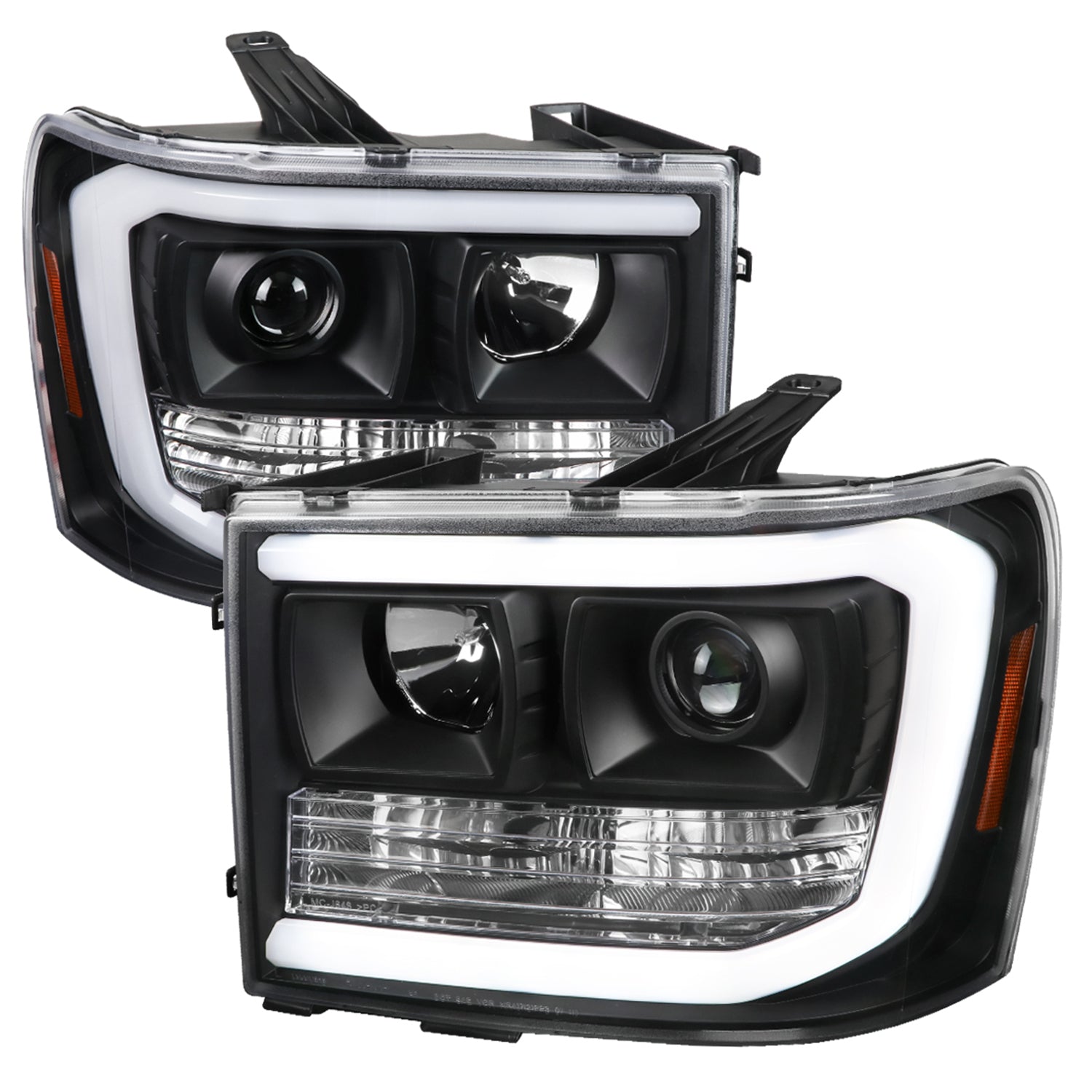 2007-2013 GMC Sierra 1500 1500HD 2500HD 3500HD LED C-Bar Headlights Black
