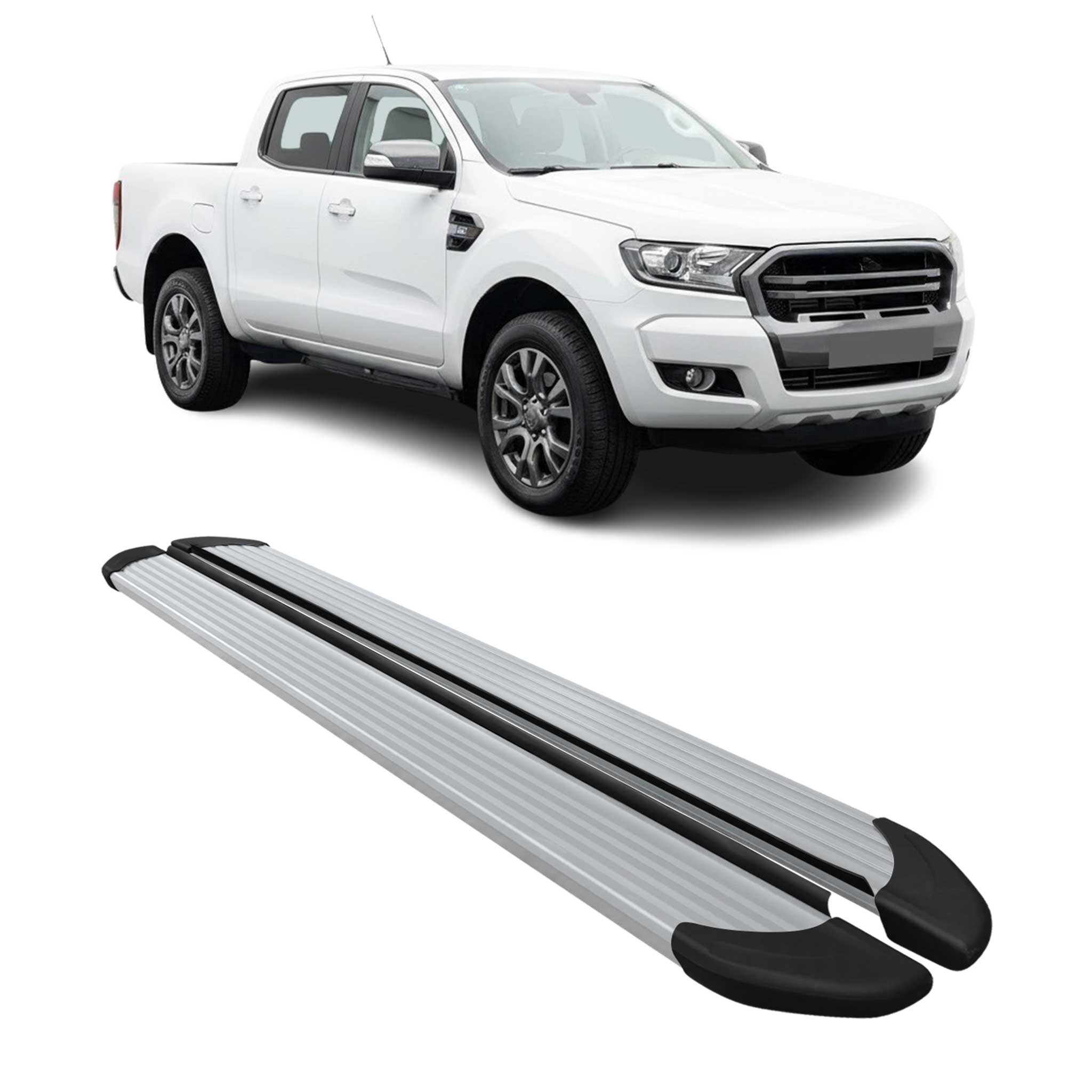 2019-2023 Ford Ranger Double Cab Running Boards Side Steps Silver