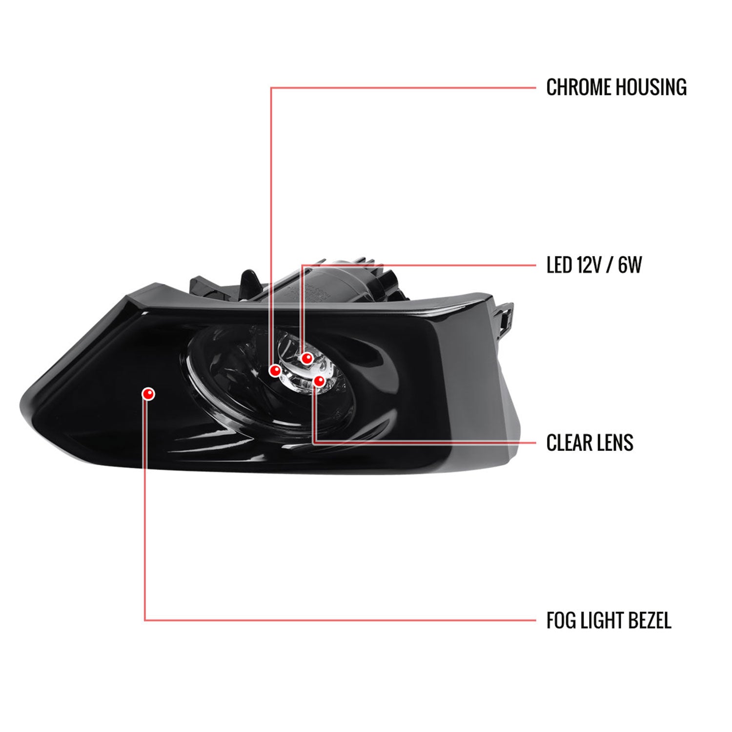 2019-2021 Nissan Altima 12v/6w LED Fog Lights Kit Chrome Housing/Clear Lens