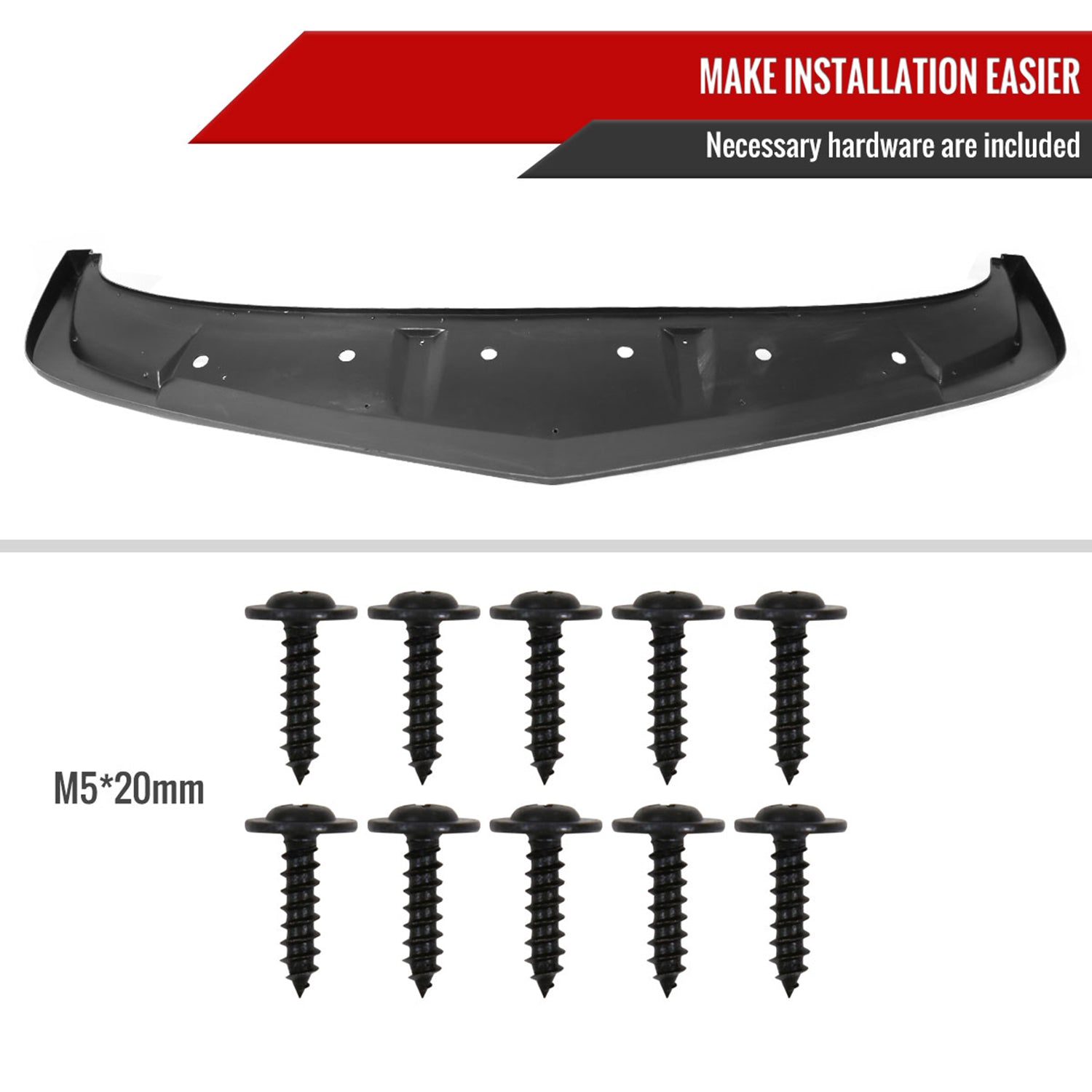 2014-2015 Chevrolet Camaro Black Polypropylene A Style Bumper Lip Spoiler